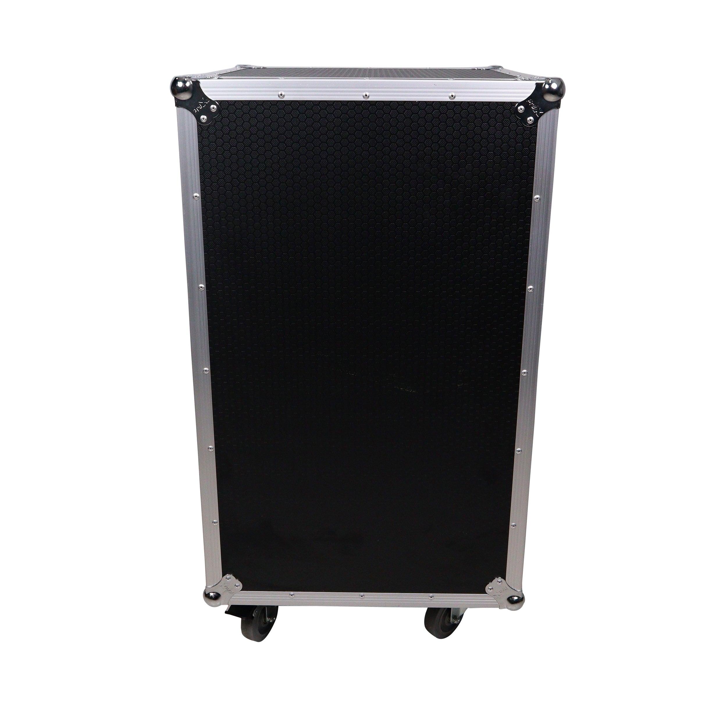 ProX 16U Vertical Rack Mount Flight Case with 10U Top for Mixer Combo Amp Rack with Laptop Shelf and Caster Wheels