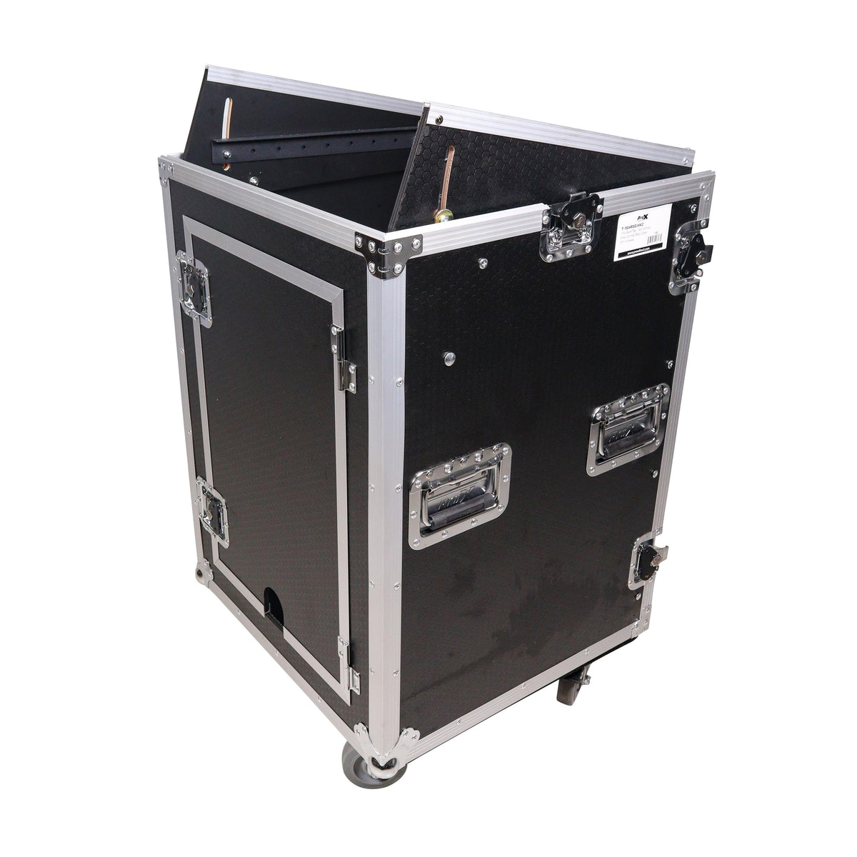 ProX 16U Vertical Rack Mount Flight Case with 10U Top for Mixer Combo Amp Rack with Caster Wheels.