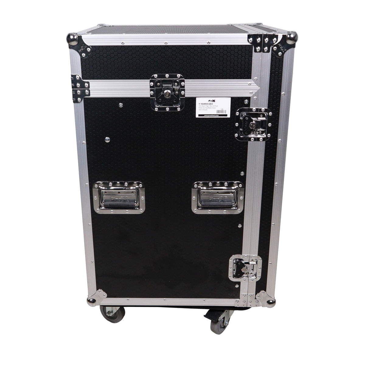 ProX 16U Vertical Rack Mount Flight Case with 10U Top for Mixer Combo Amp Rack with Caster Wheels.