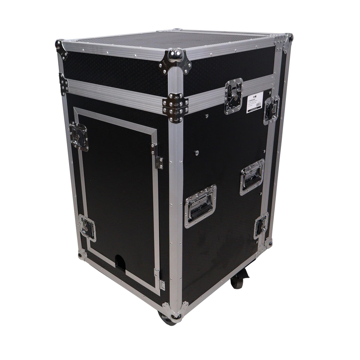 ProX 16U Vertical Rack Mount Flight Case with 10U Top for Mixer Combo Amp Rack with Caster Wheels.