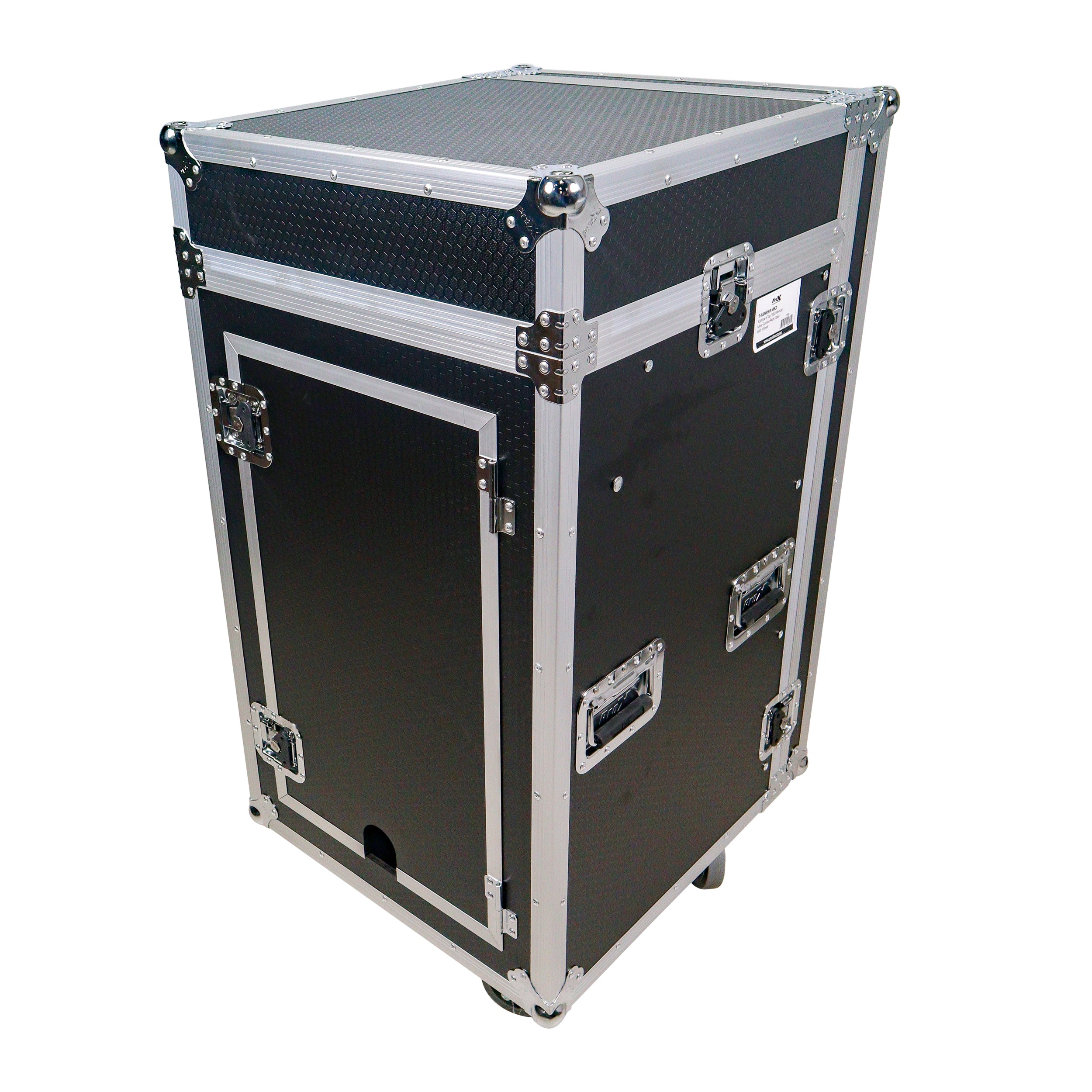 ProX 18U Vertical Rack Mount Flight Case with 10U Top for Mixer Combo Amp Rack with Laptop Shelf and Caster Wheels