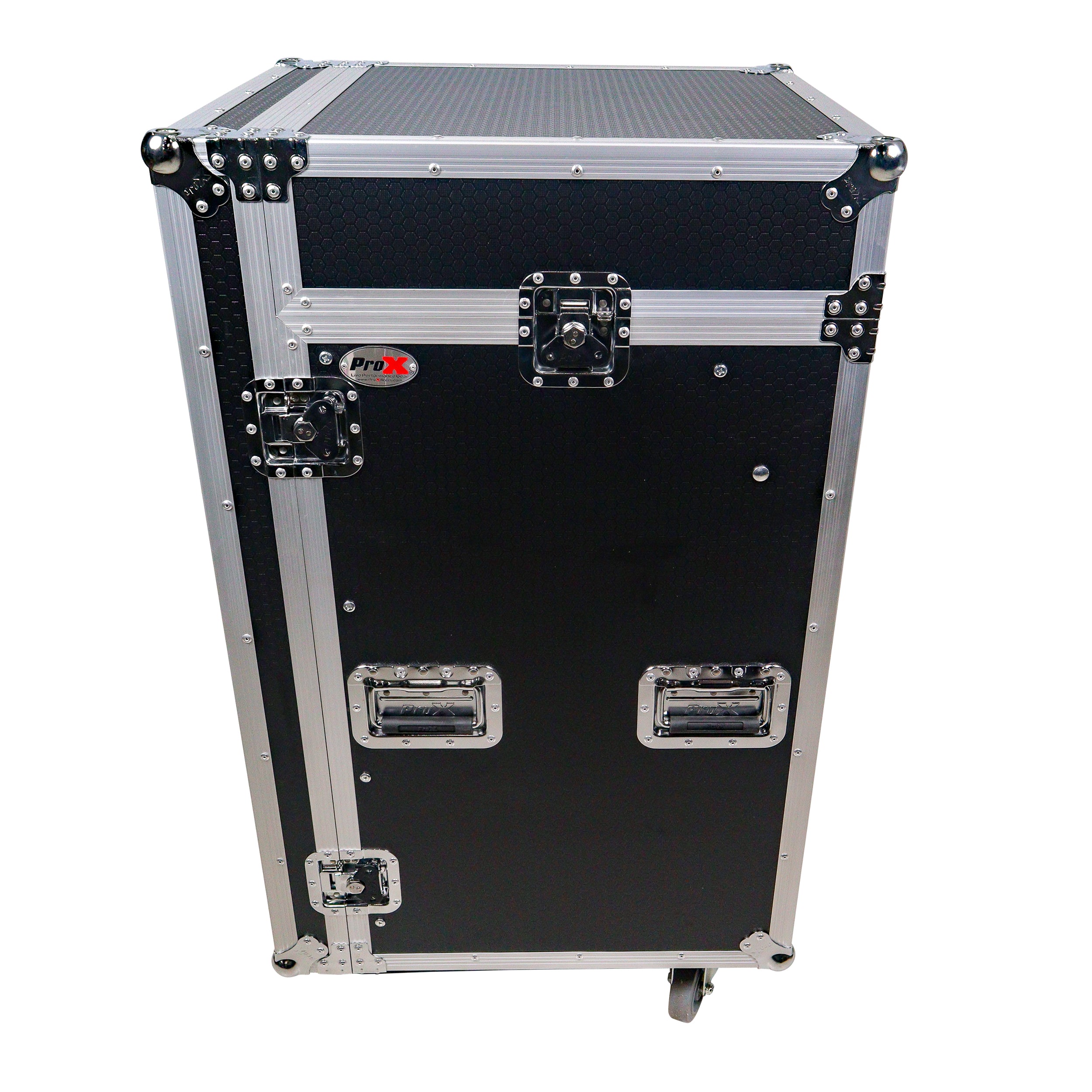 ProX 18U Vertical Rack Mount Flight Case with 10U Top for Mixer Combo Amp Rack with Caster Wheels
