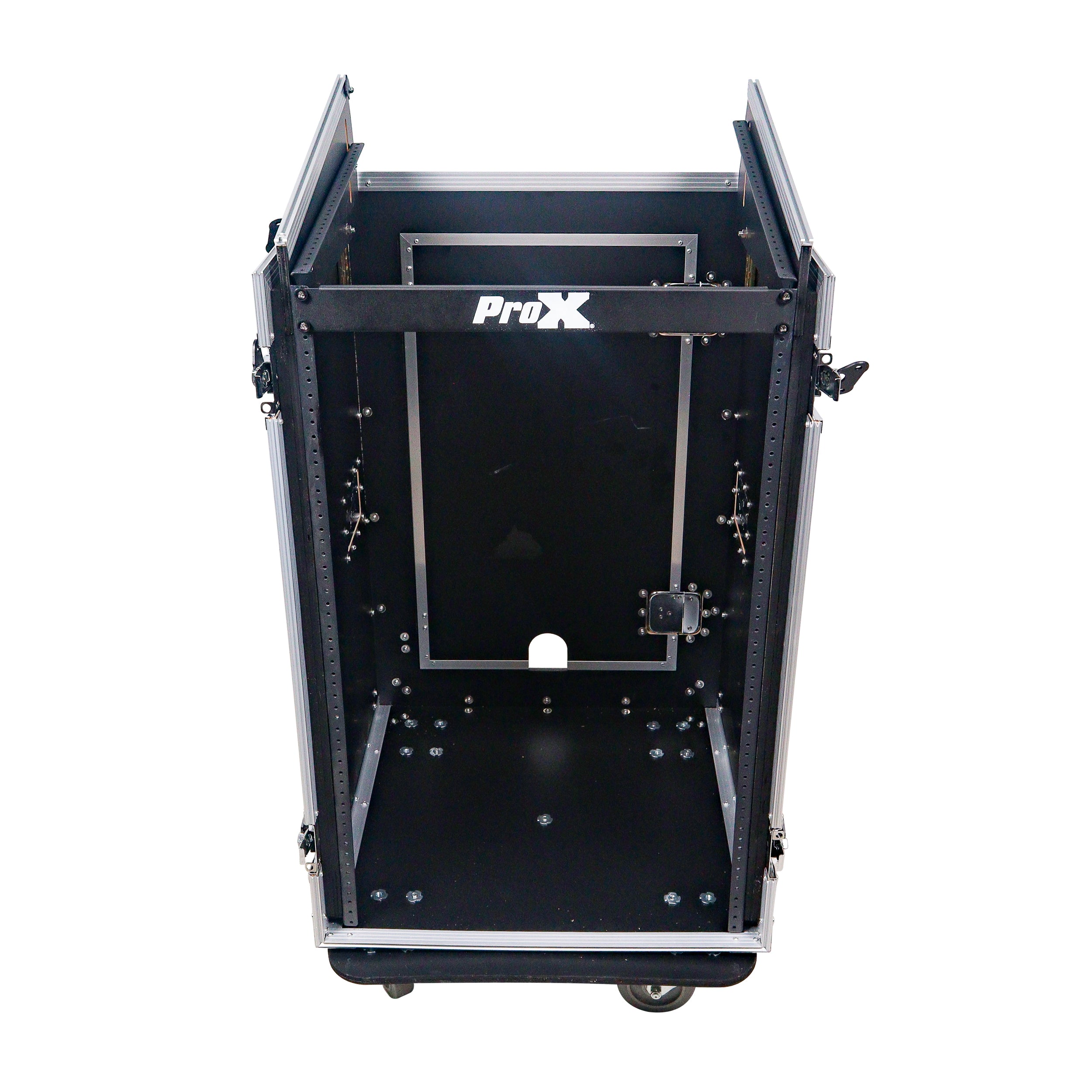 ProX 18U Vertical Rack Mount Flight Case with 10U Top for Mixer Combo Amp Rack with Caster Wheels