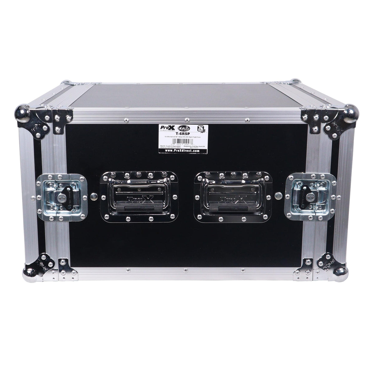 ProX ATA Style 6U Rack Space Shockproof Amp Rack Mount Case 20 in. Depth with recessed handles.