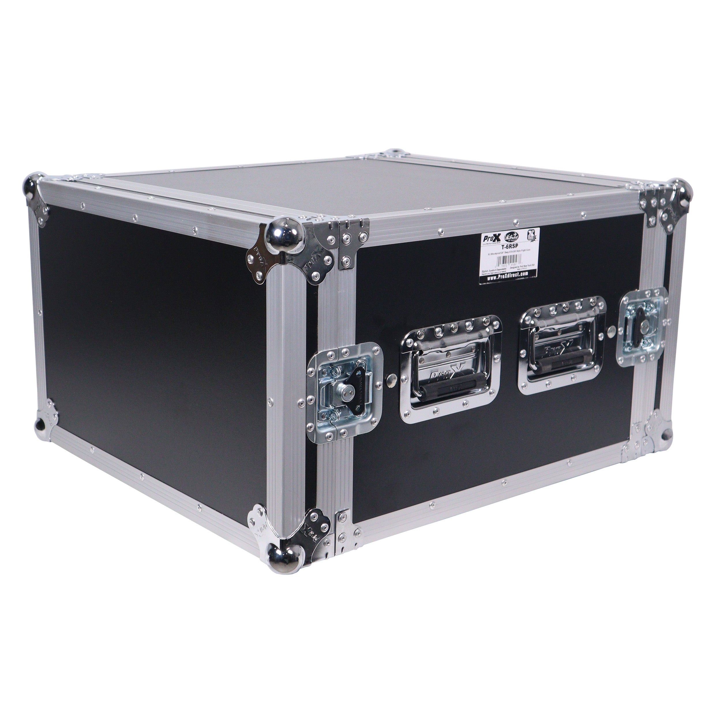 ProX ATA Style 6U Rack Space Shockproof Amp Rack Mount Case 20 in. Depth with recessed handles