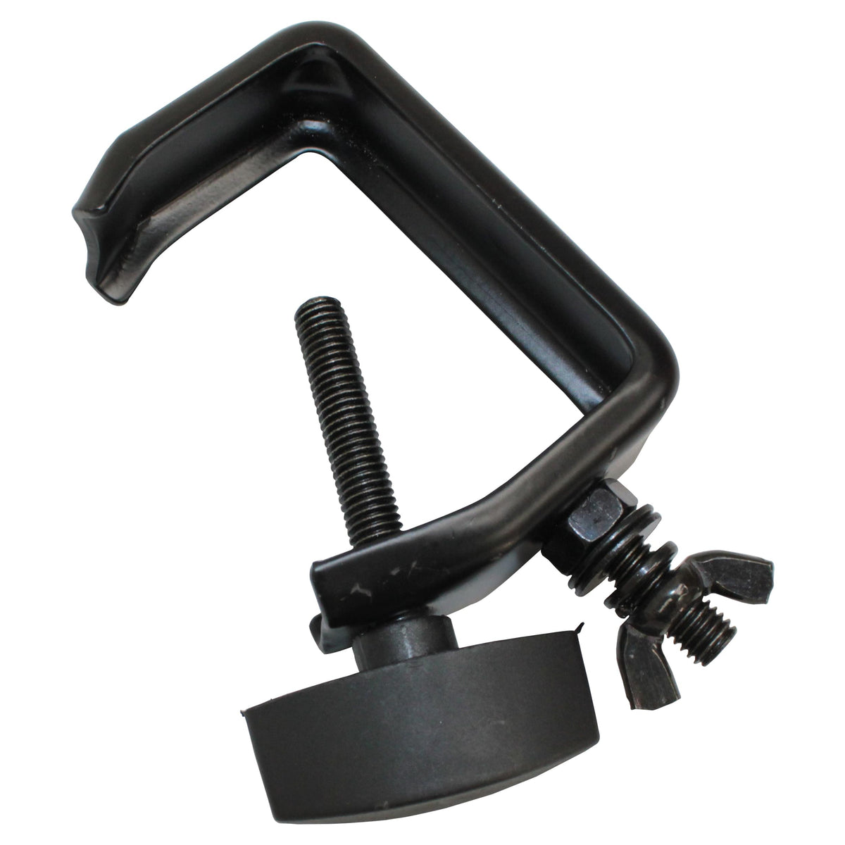ProX Light Duty Aluminum C Style M10 Clamp with Flat Thumbscrew for 2" Truss Tube Capacity 45 lbs Black Finish.