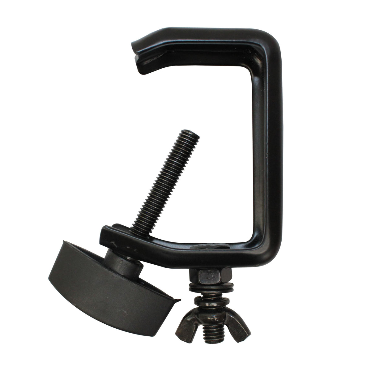 ProX Light Duty Aluminum C Style M10 Clamp with Flat Thumbscrew for 2" Truss Tube Capacity 45 lbs Black Finish.