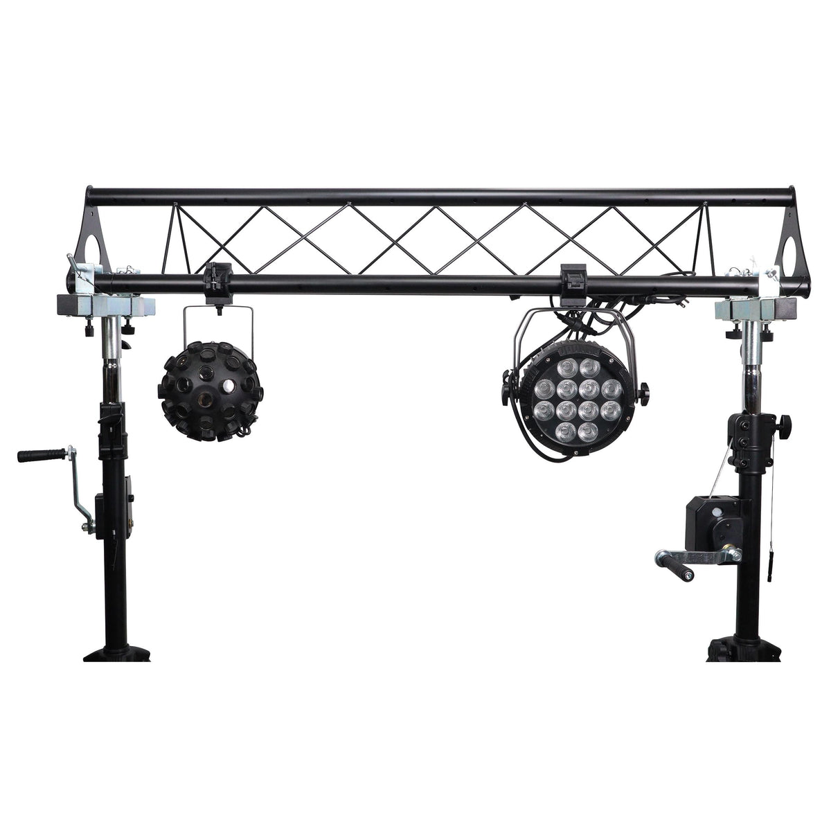 ProX 10-Feet Height Adjustable Portable Crank Lighting Stand System with included 2x T-Bars Triangle Truss for 5ft 10ft 15ft Width.