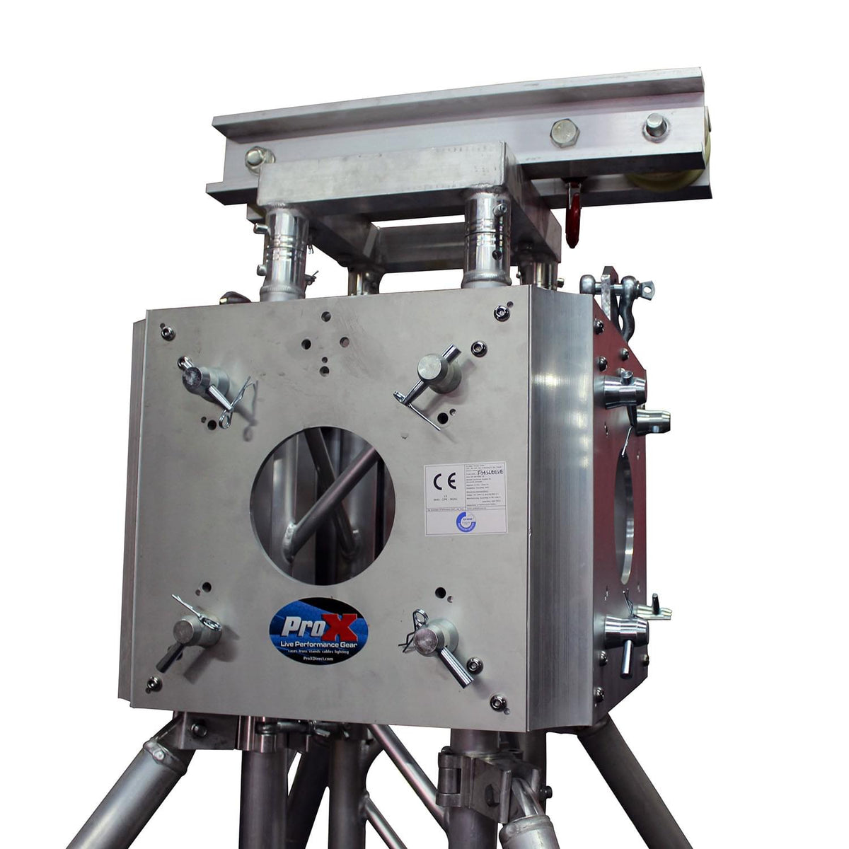 ProX Truss Tower Stage Roofing System Package -Top Block | Hinges | Base | Outriggers and 3.28 Ft. 2 mm Wall Truss Segment.