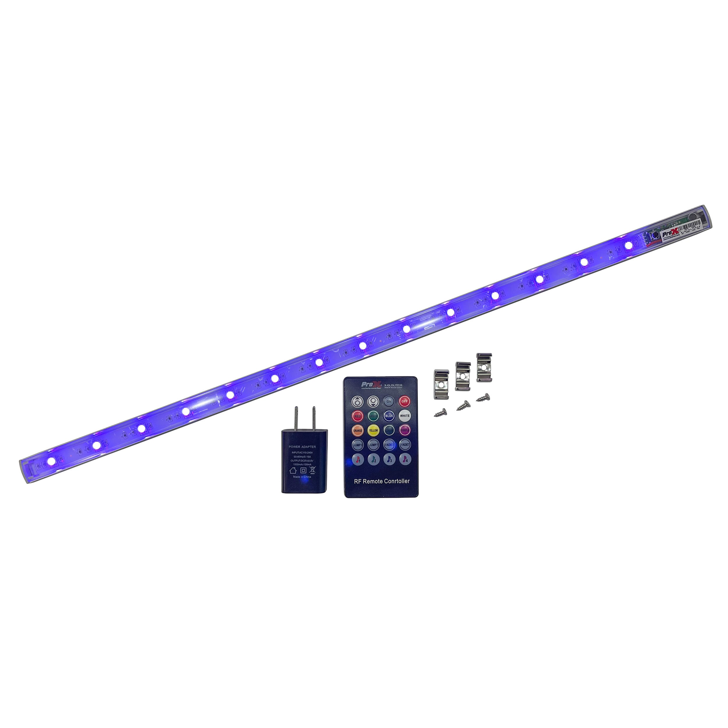 ProX GLOLITE 20" RGB LED Accent Lighting Fixture Aluminum Body RF Remote Controlled USB Powered