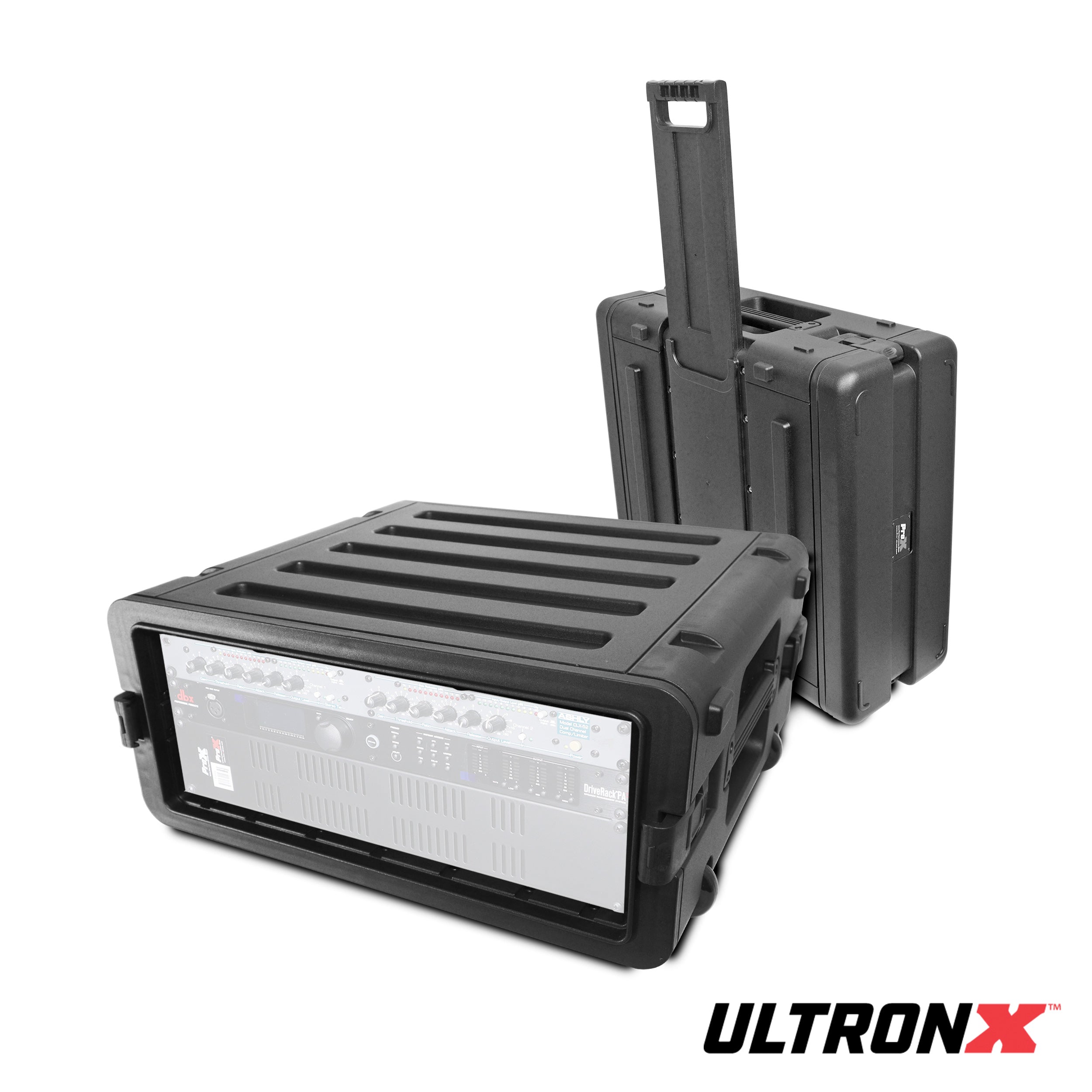 ProX UltronX 4U Rack Air Tight Water Sealed ABS Case with Retractable Pull Out Handle and Wheels