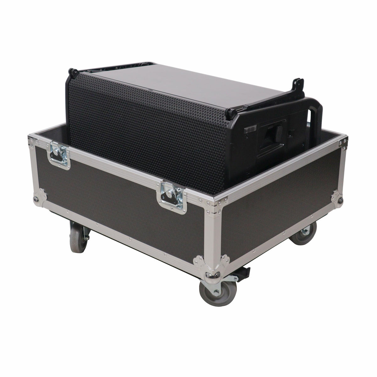 ProX Universal ATA Speaker Flight Case for 2xQSC KLA12 LA112 FBT HORIZON VHA 112SA, Mackie DRM12A and similar sizes 30x26x22 in.