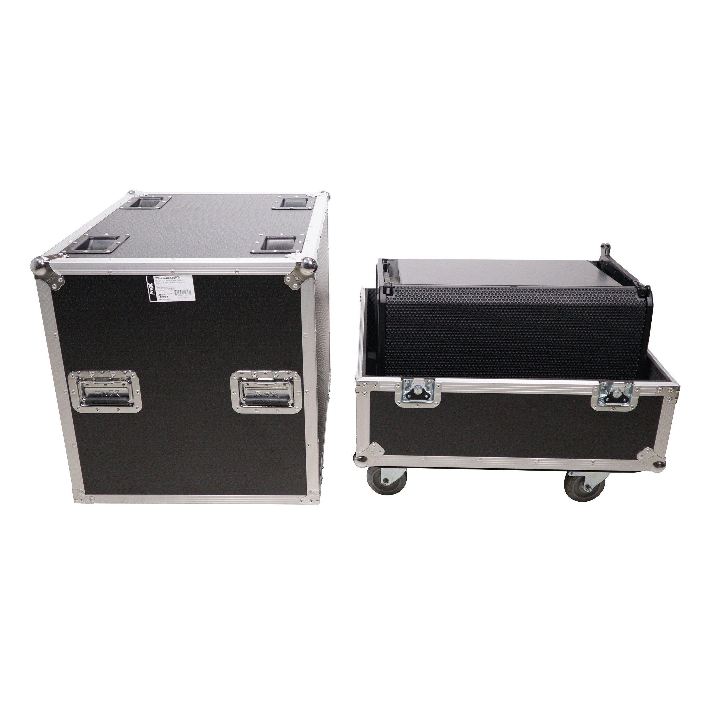 ProX Universal ATA Speaker Flight Case for 2xQSC KLA12 LA112 FBT HORIZON VHA 112SA, Mackie DRM12A and similar sizes 30x26x22 in