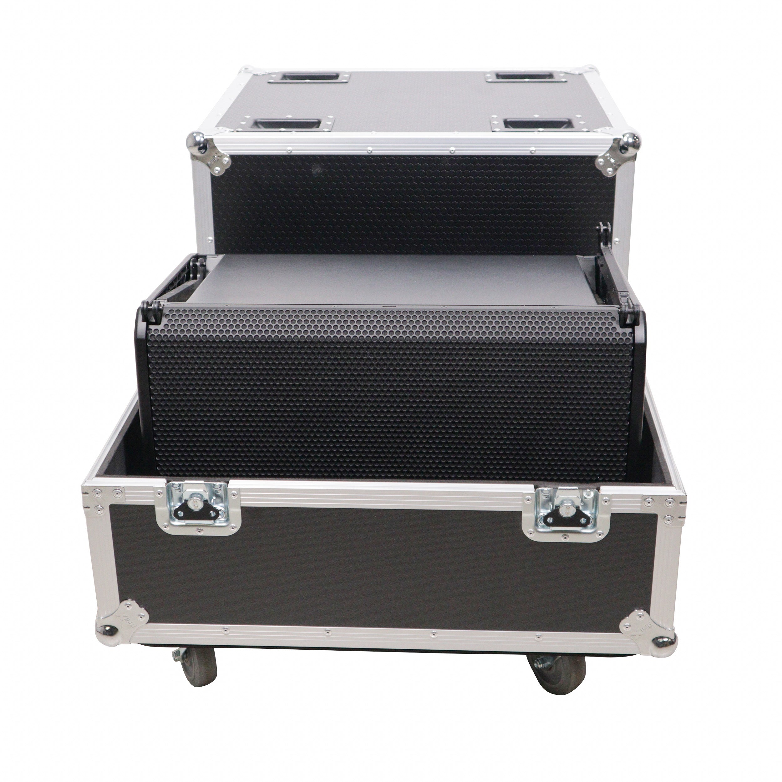 ProX Universal ATA Speaker Flight Case for 2xQSC KLA12 LA112 FBT HORIZON VHA 112SA, Mackie DRM12A and similar sizes 30x26x22 in