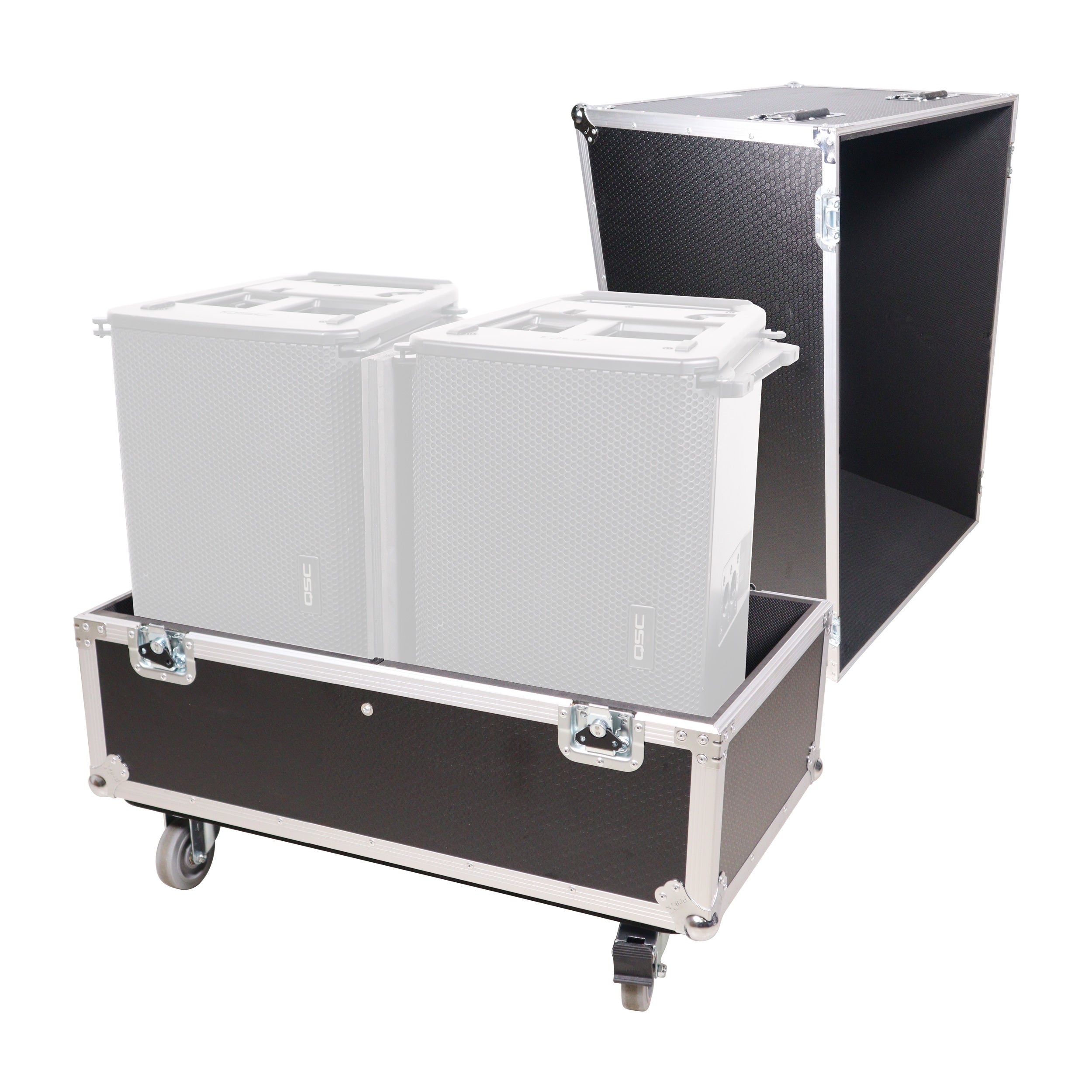 ProX Universal Dual Speaker Flight Case Fits (2) QSC KLA12 LA112 EV ETX12P - 25x17x15 in.