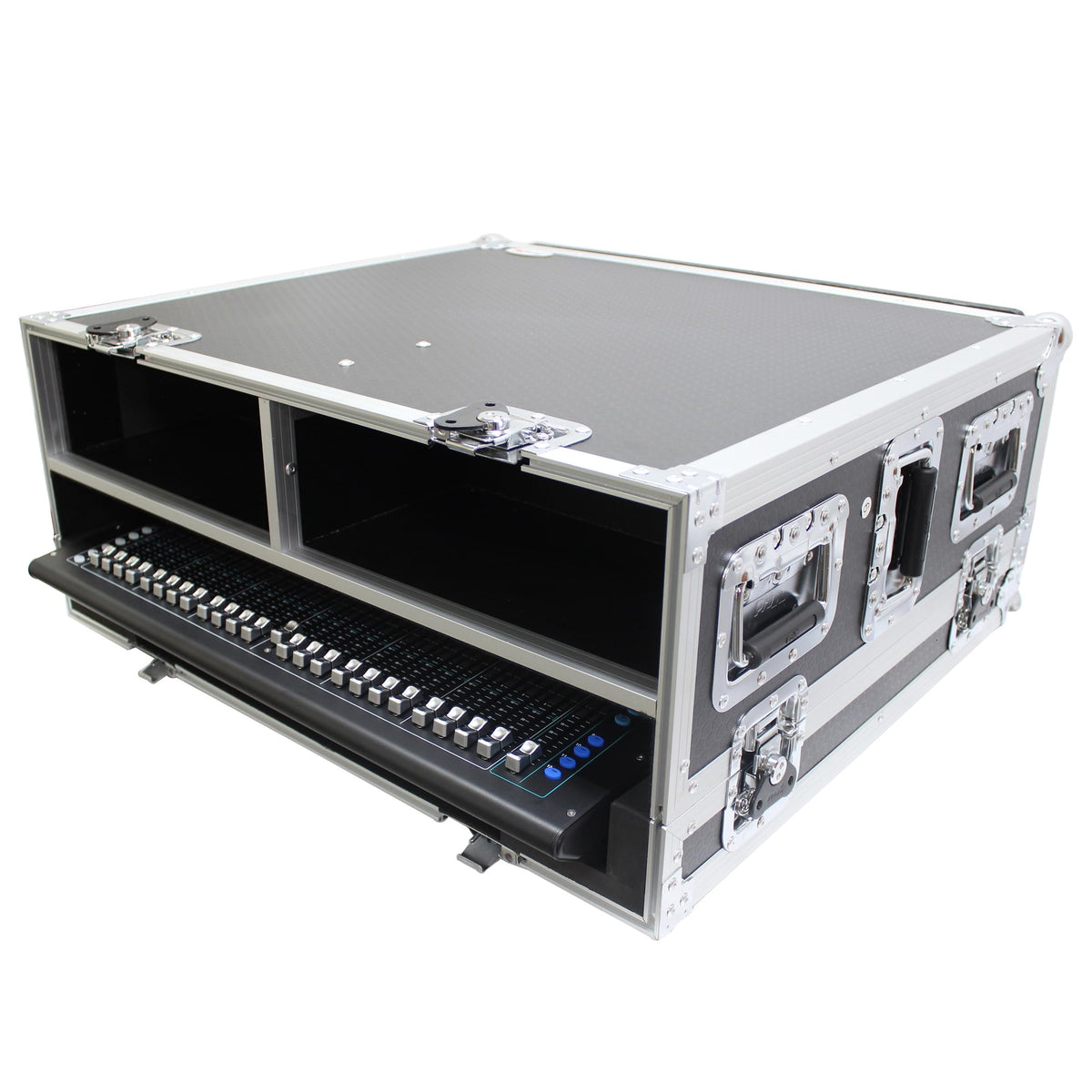 ProX ATA Digital Audio Mixer Flight Case for Allen & Heath SQ6 Console with Doghouse compartment and Caster wheels.
