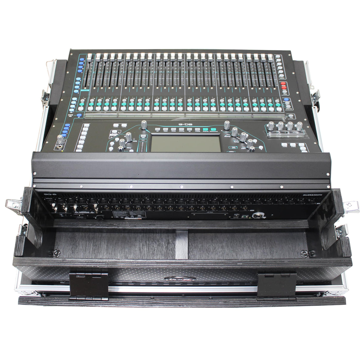 ProX ATA Digital Audio Mixer Flight Case for Allen & Heath SQ7 Console with Doghouse compartment and Caster wheels.