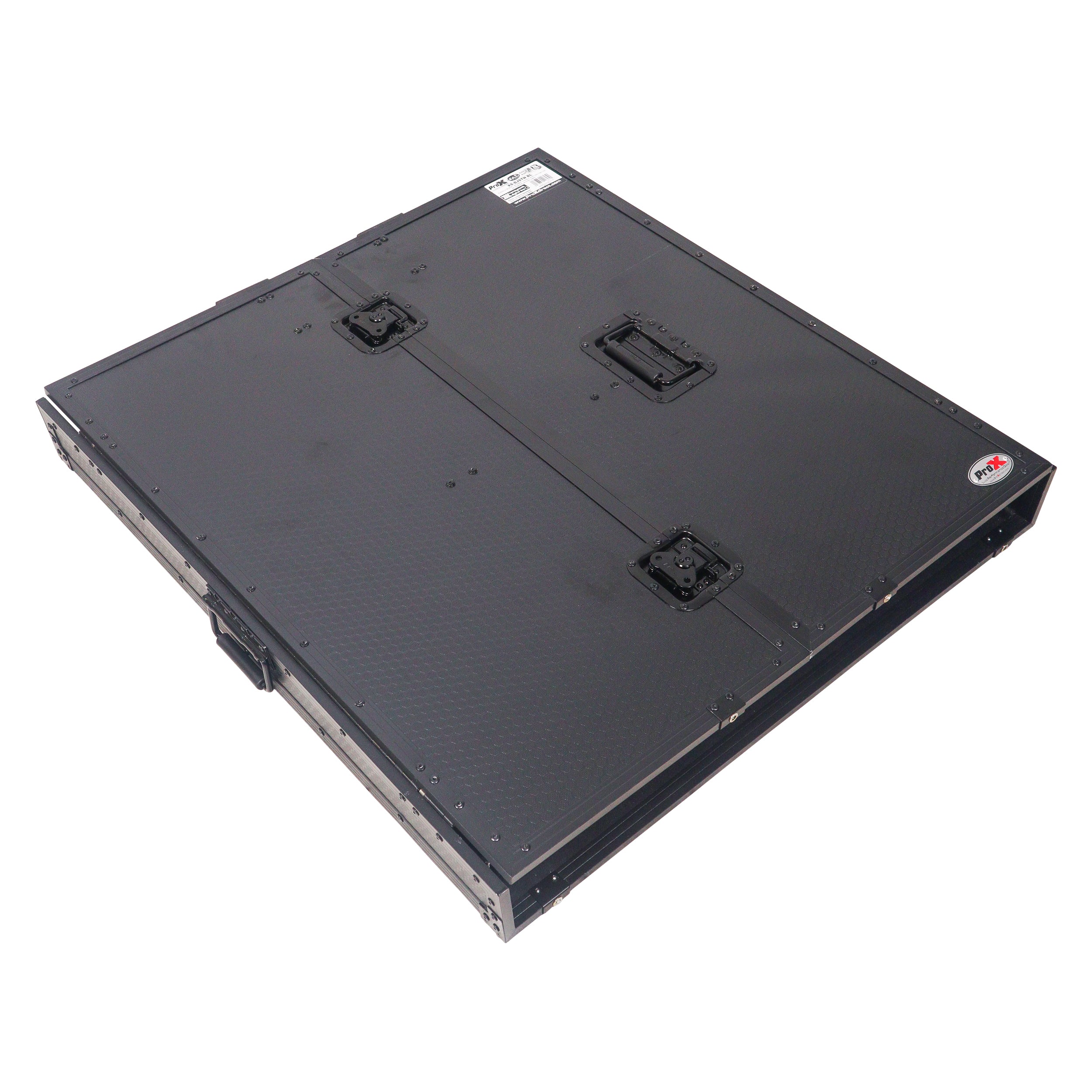 ProX Transformer Flight Case Style Folding DJ Table and Workstation with Smooth Rolling Wheels Black Finish