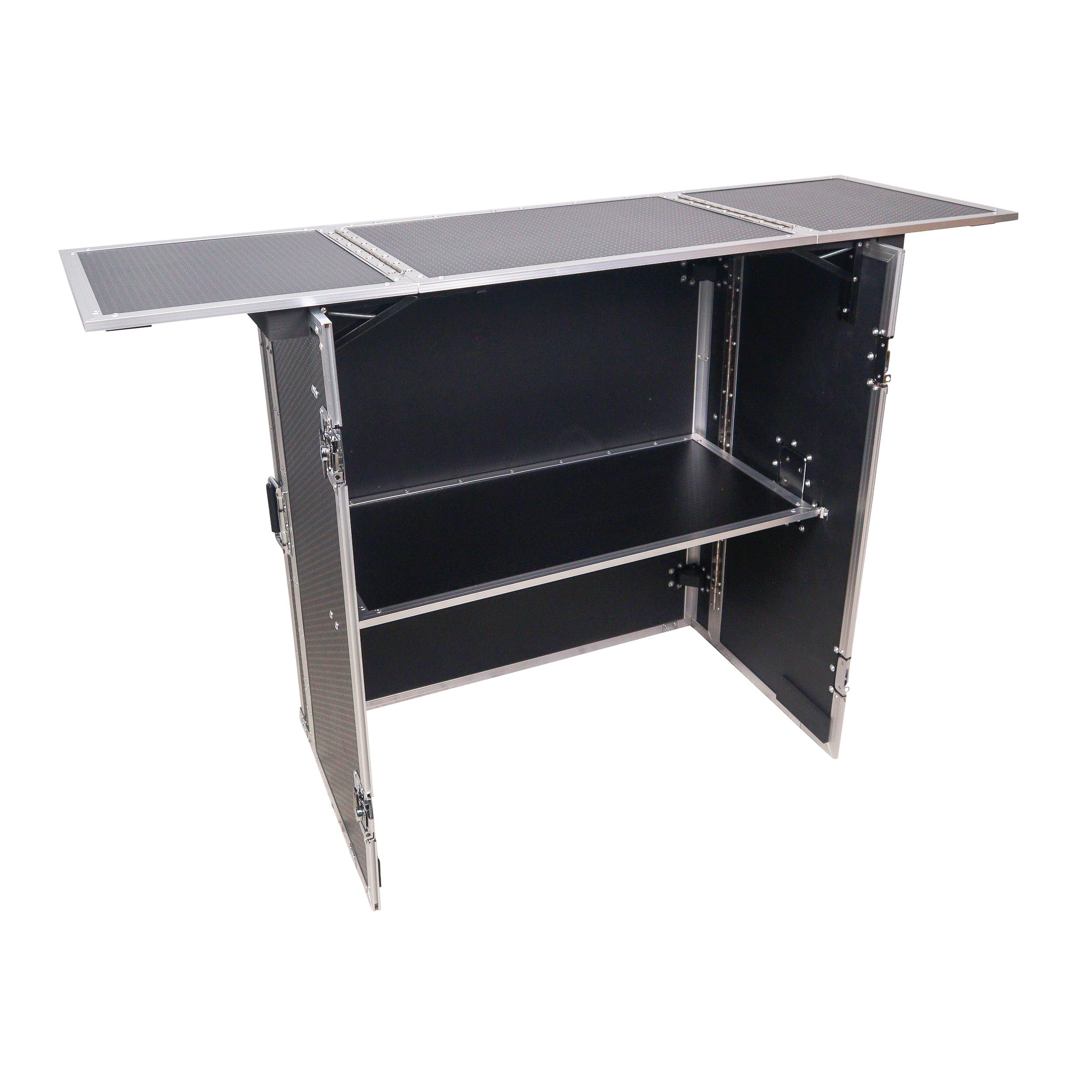 ProX Transformer Flight Case Style Folding DJ Table and Workstation with Smooth Rolling Wheels