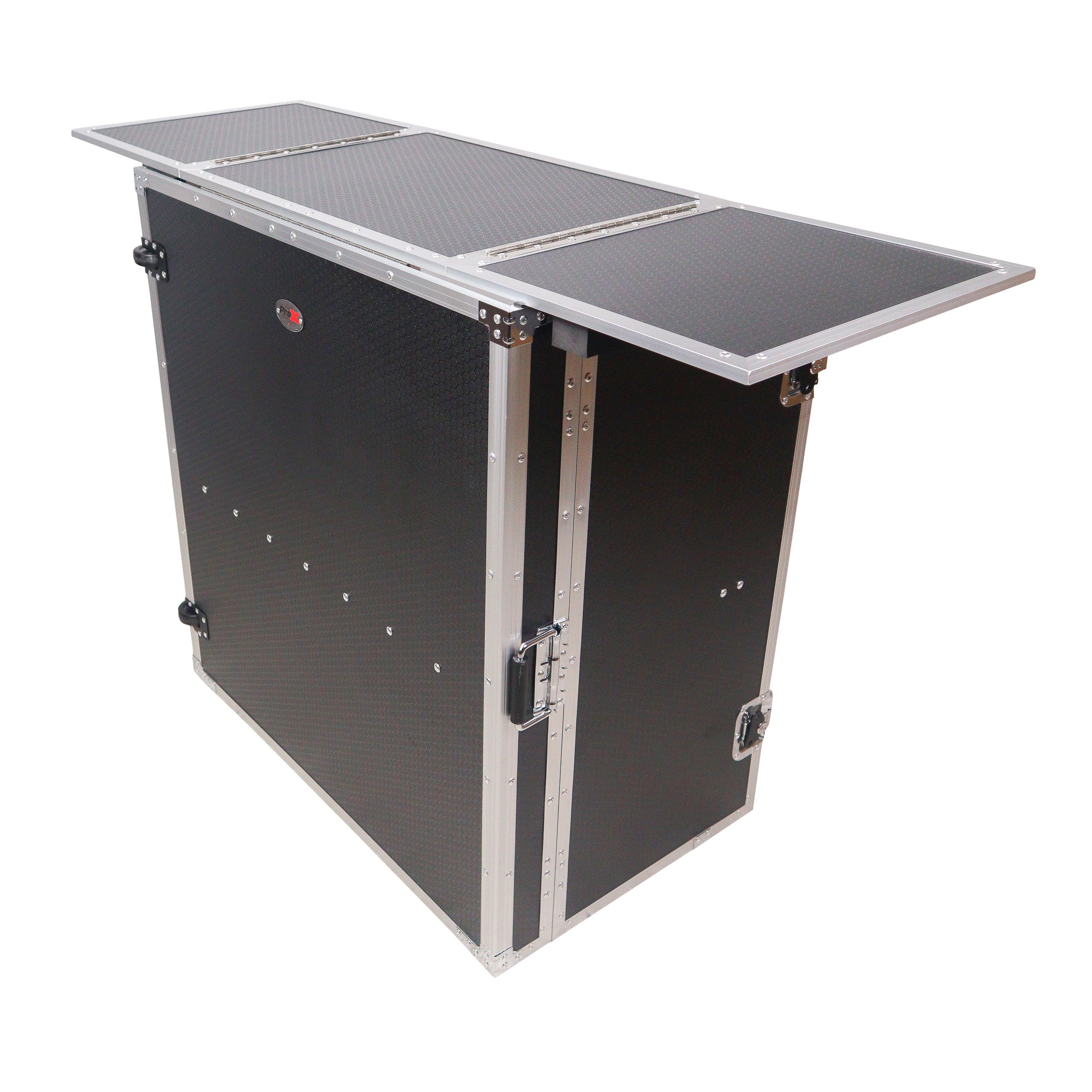 ProX Transformer Flight Case Style Folding DJ Table and Workstation with Smooth Rolling Wheels