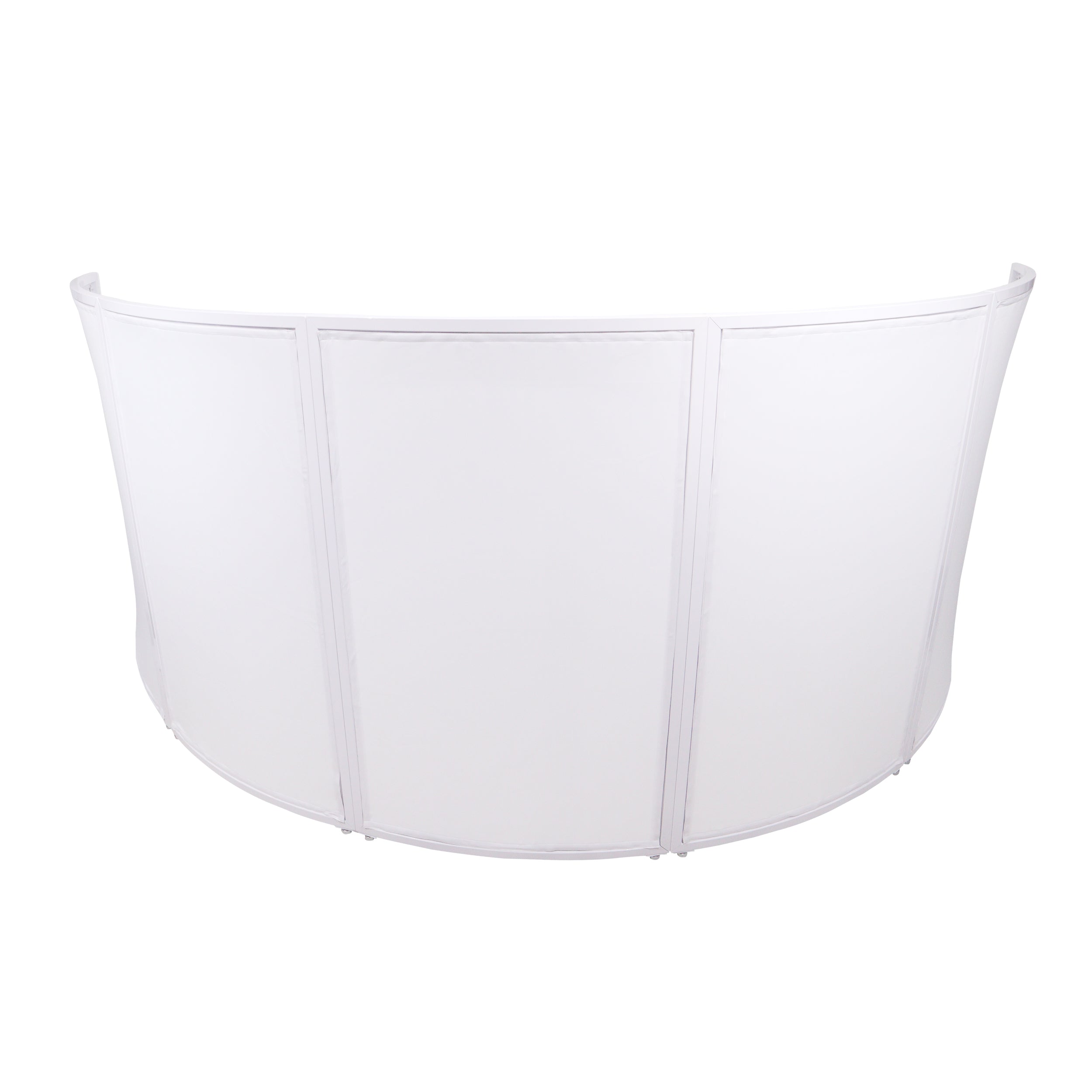 ProX LUNA White Aluminum Curved 5 or 4 Panel DJ Facade Includes Carrying Bag Black White Scrims
