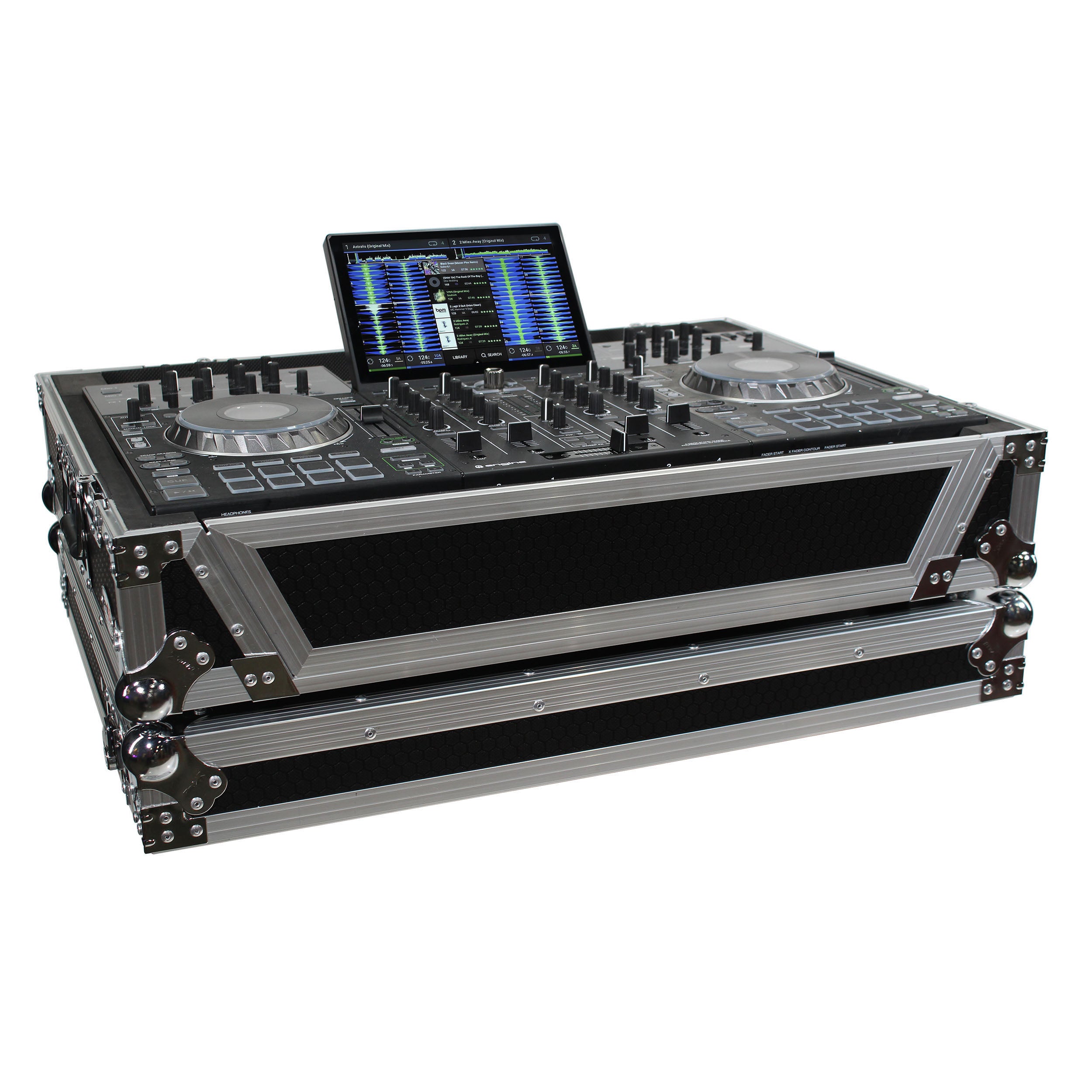 ProX ATA Flight Case For Denon PRIME 4 DJ Controller with 1U Rack Space and Wheels