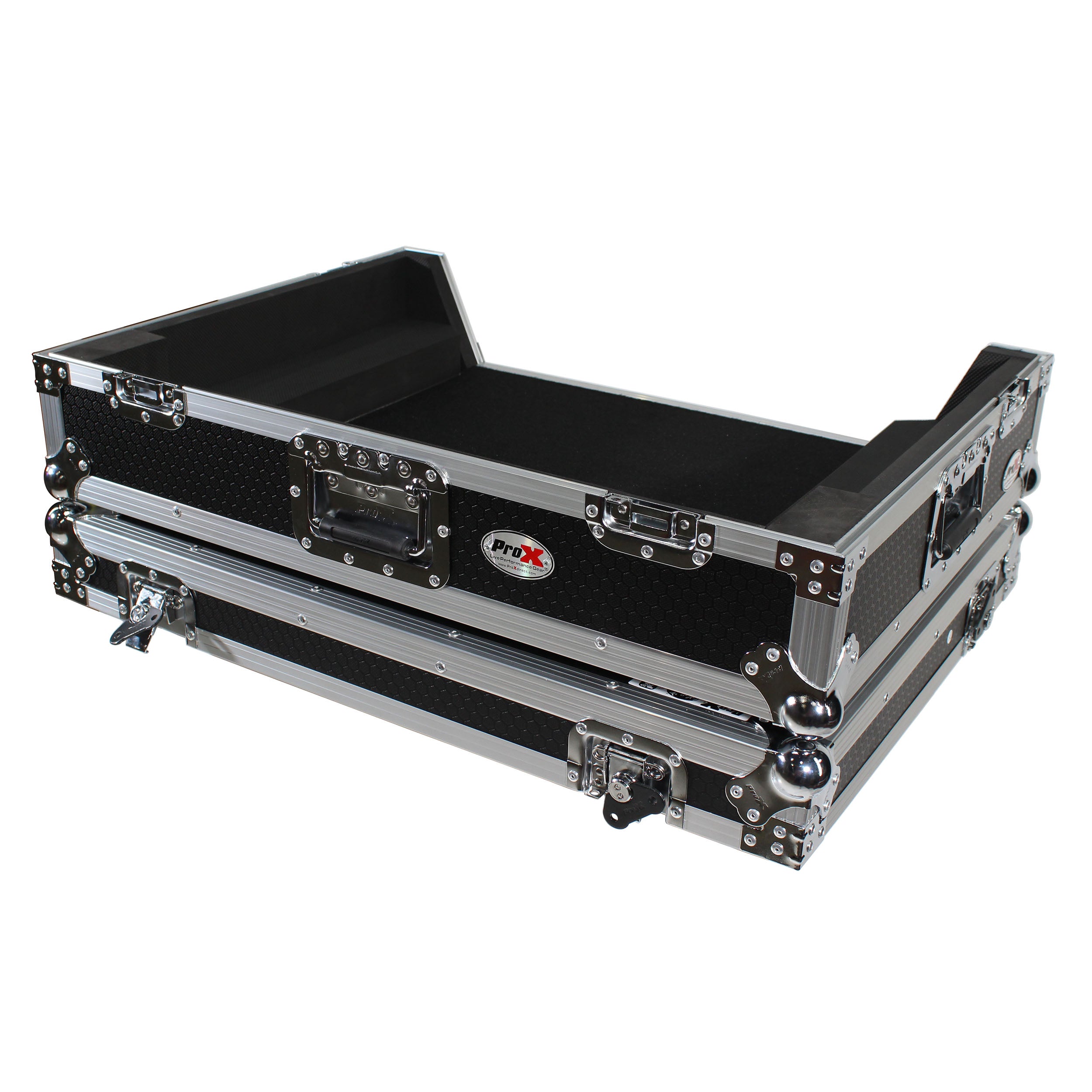 ProX ATA Flight Case For Denon PRIME 4 DJ Controller with 1U Rack Space and Wheels