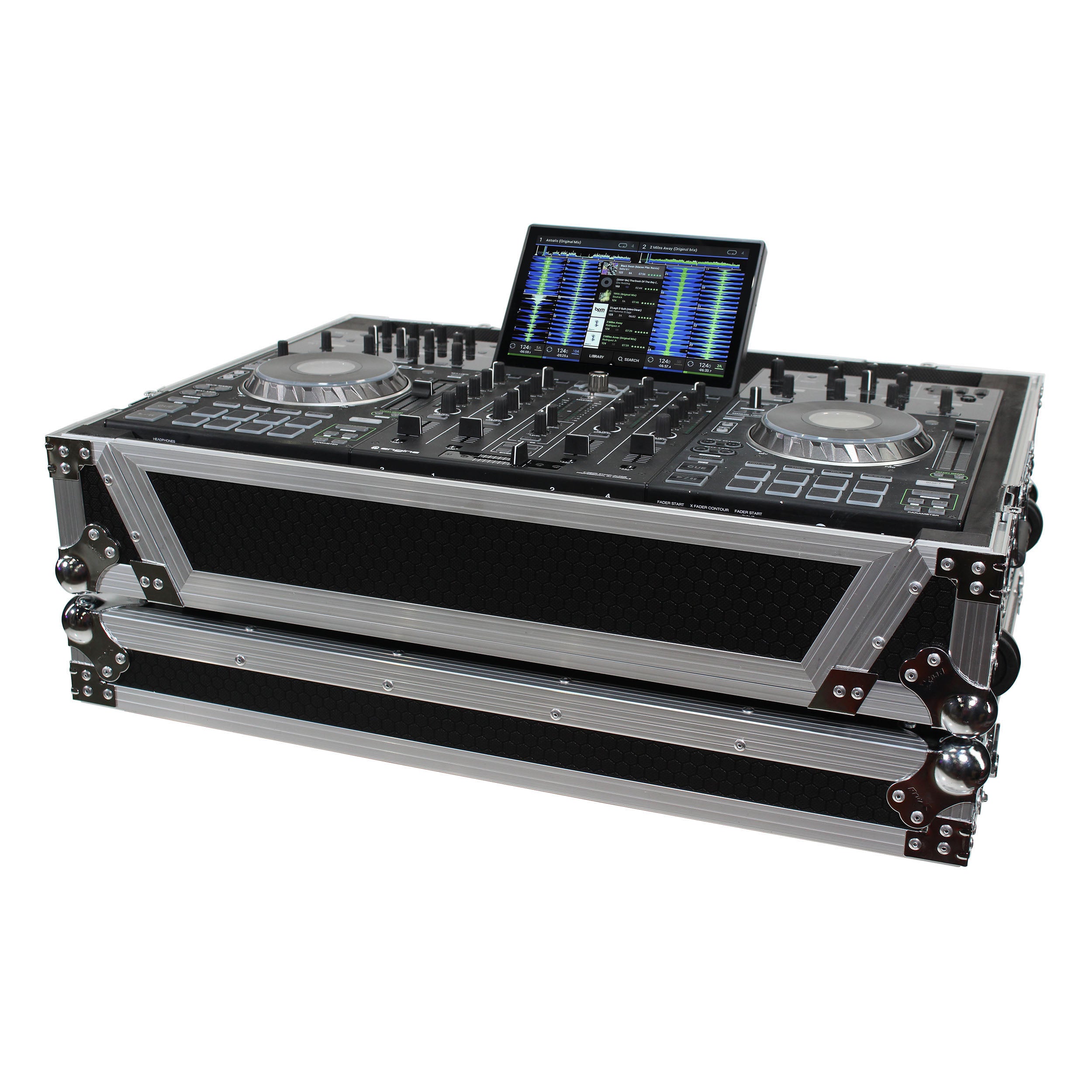 ProX ATA Flight Case For Denon PRIME 4 DJ Controller with 1U Rack Space and Wheels