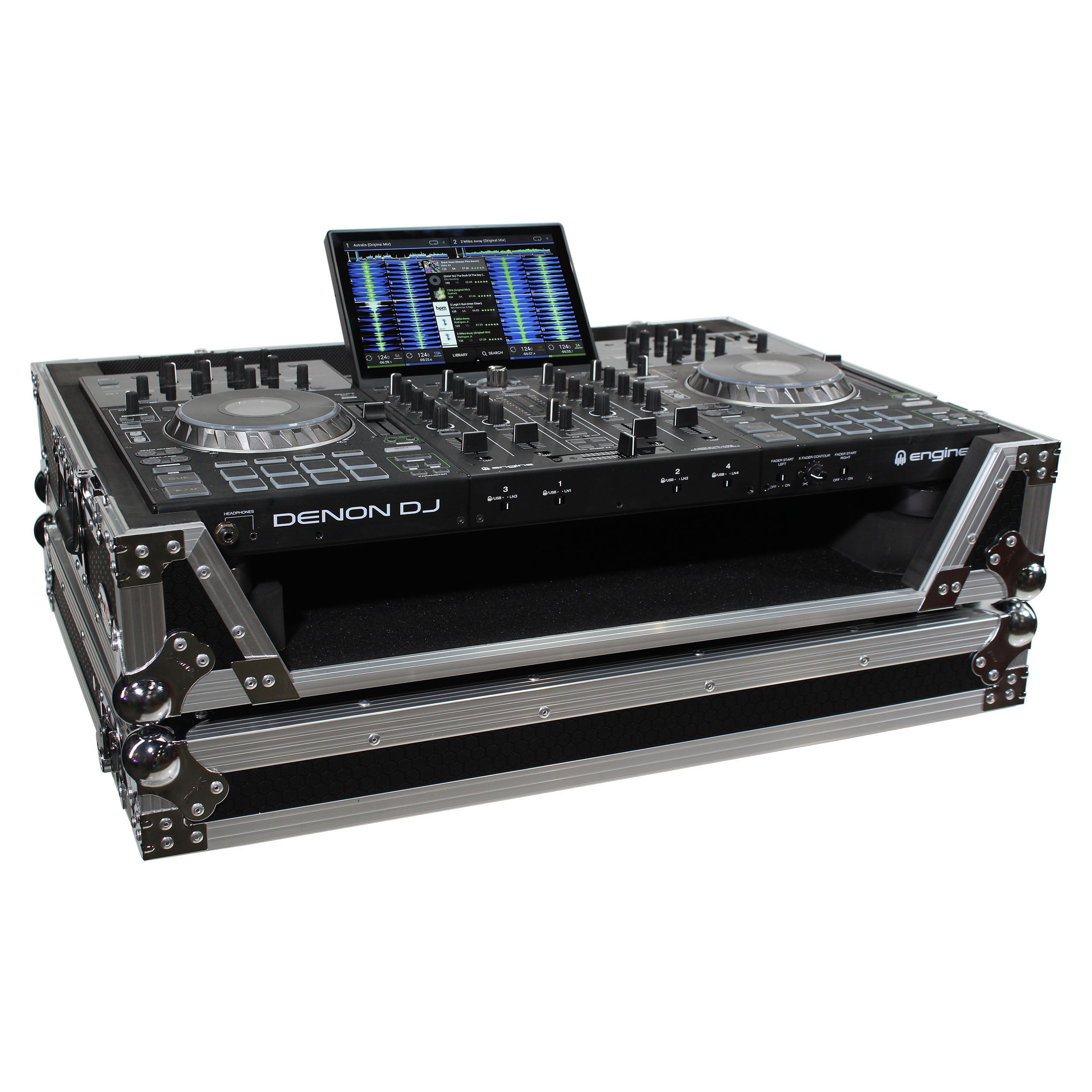 ProX ATA Flight Case For Denon PRIME 4 DJ Controller with 1U Rack Space and Wheels