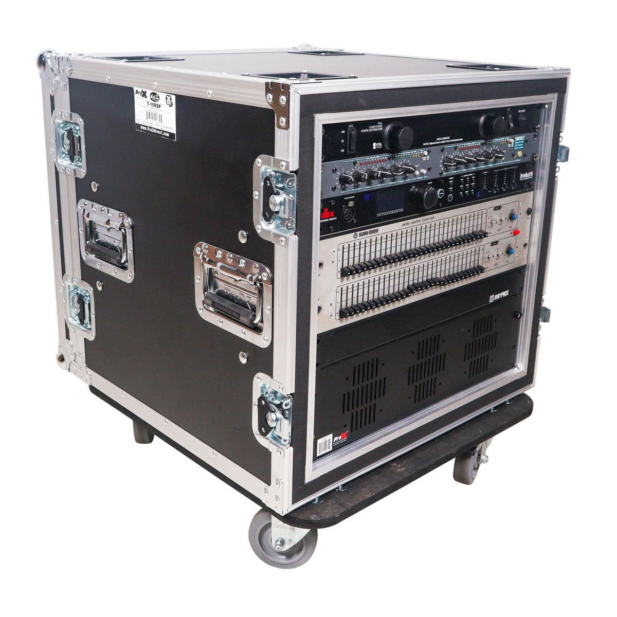 ProX ATA Style 10U Space Shockproof Amp Rack Mount Case 20 inch Depth with Caster Wheels.
