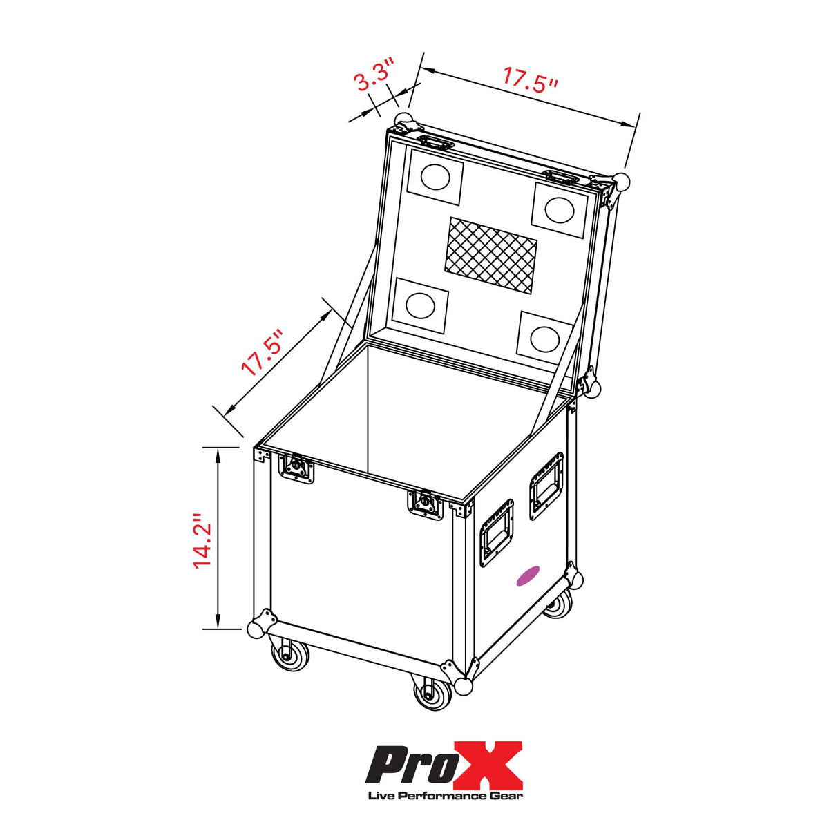 ProX ATA Utility Flight Travel Heavy-Duty Storage Road Case with 4" in casters – 18"x18"x18' Exterior.