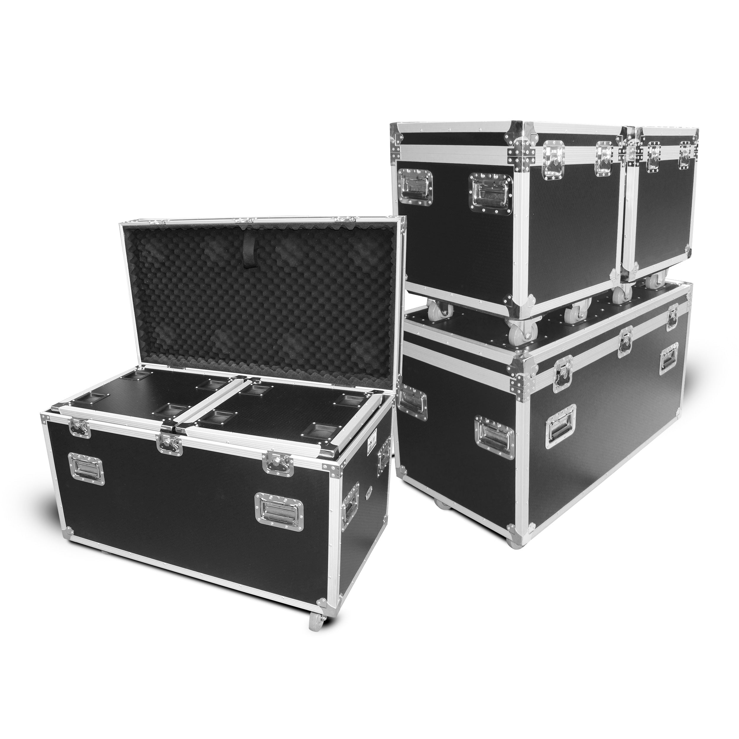 ProX Package of 3 Utility ATA Flight Travel Storage Road Case – Includes 1-Large and 2-Half Size with 4" Casters