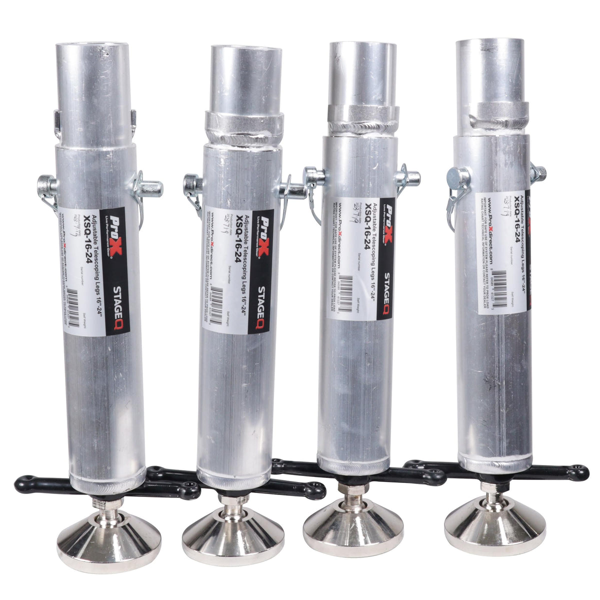 ProX Set of (4)Telescoping Stage Legs with Ball Joint Adjusts from 16 to 24 inches compatible with ProX StageQ™ Platforms.