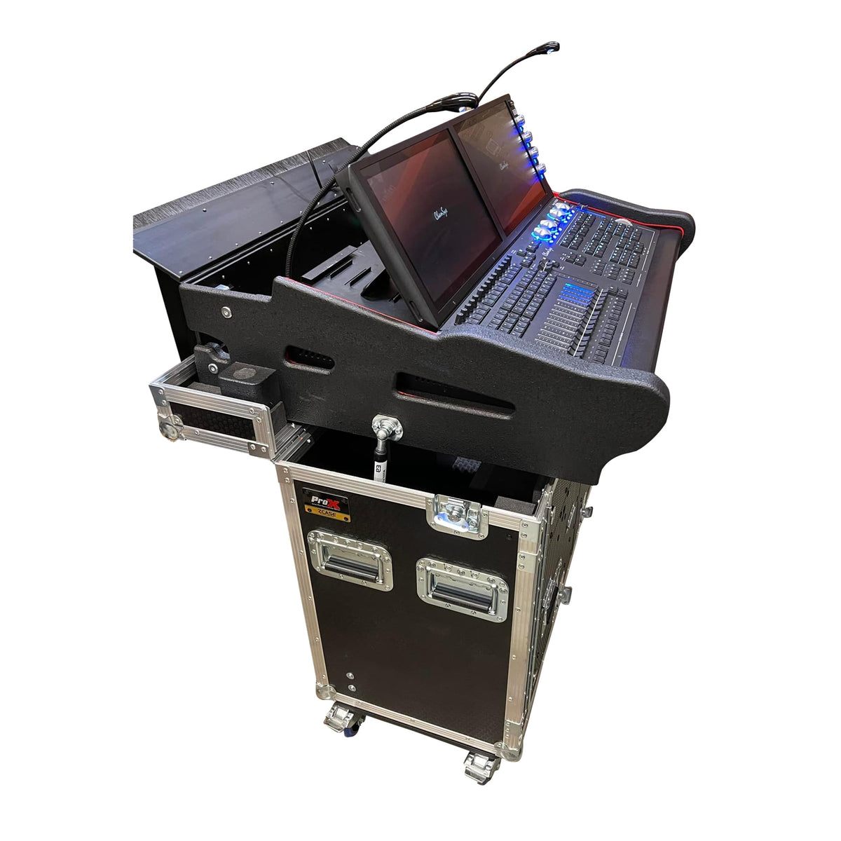 ProX Flip-Ready™ Hydraulic Console Case for ChamSys MagicQ MQ500M w/ 1U Rack Space.