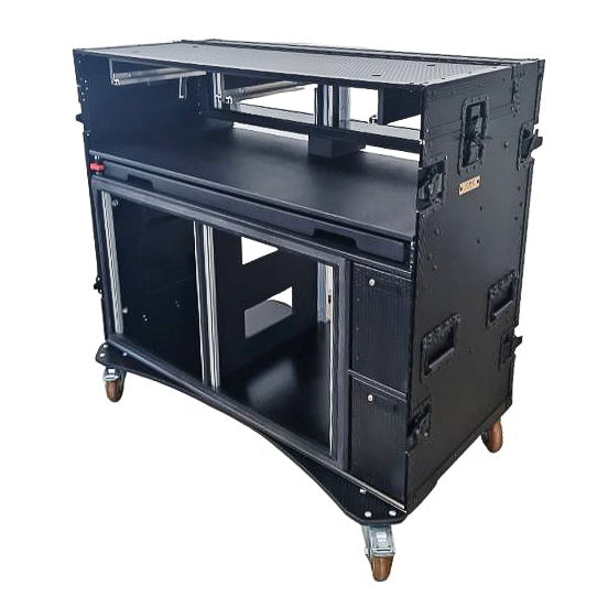 ProX Mobile AV Broadcasting Streaming Recording Studio Workstation Case with 2x 4U Top 2x 12U Bottom Black Finish