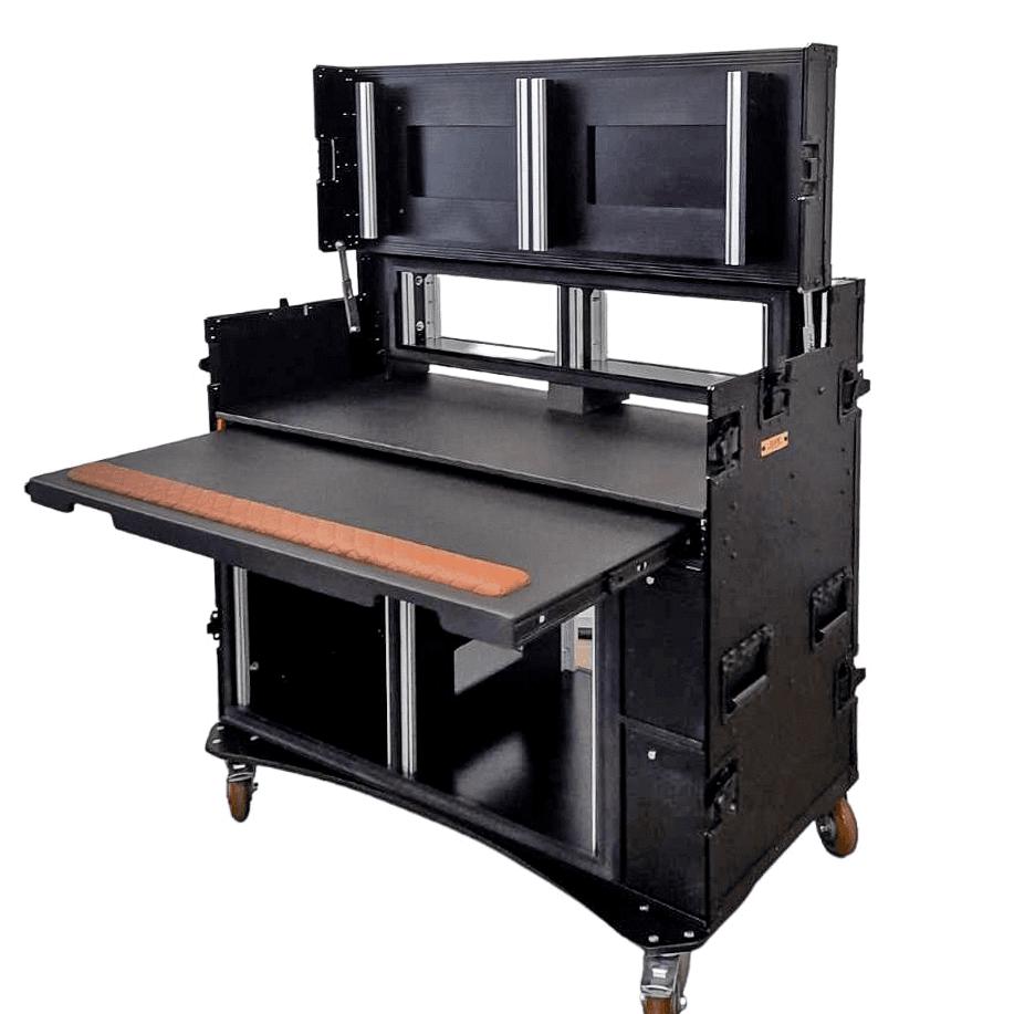 ProX Mobile AV Broadcasting Streaming Recording Studio Workstation Case with 2x 4U Top 2x 12U Bottom Black Finish.