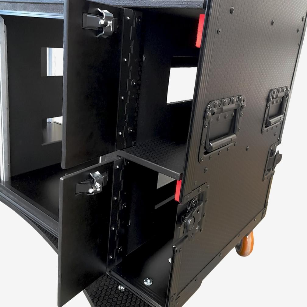 ProX Mobile AV Broadcasting Streaming Recording Studio Workstation Case with 2x 4U Top 2x 12U Bottom Black Finish.