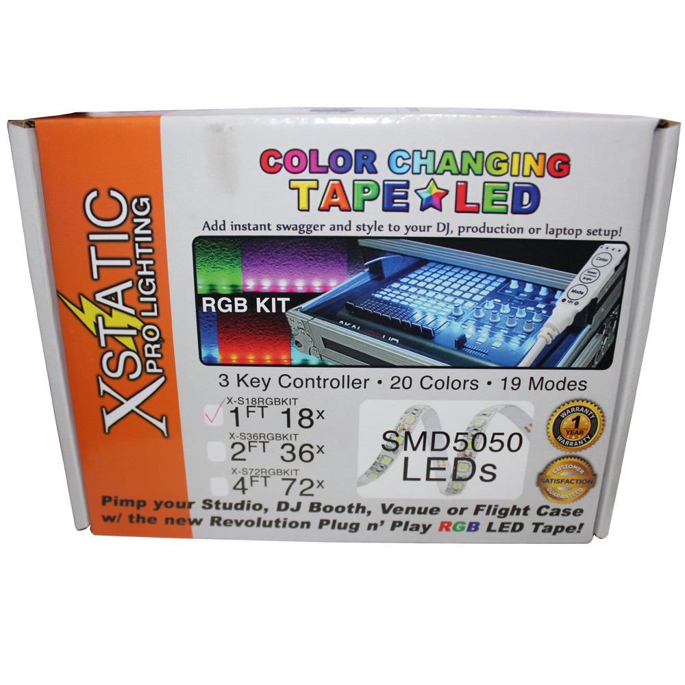 ProX Xstatic RGB LED Strip kit 12" Remote control & power supply included