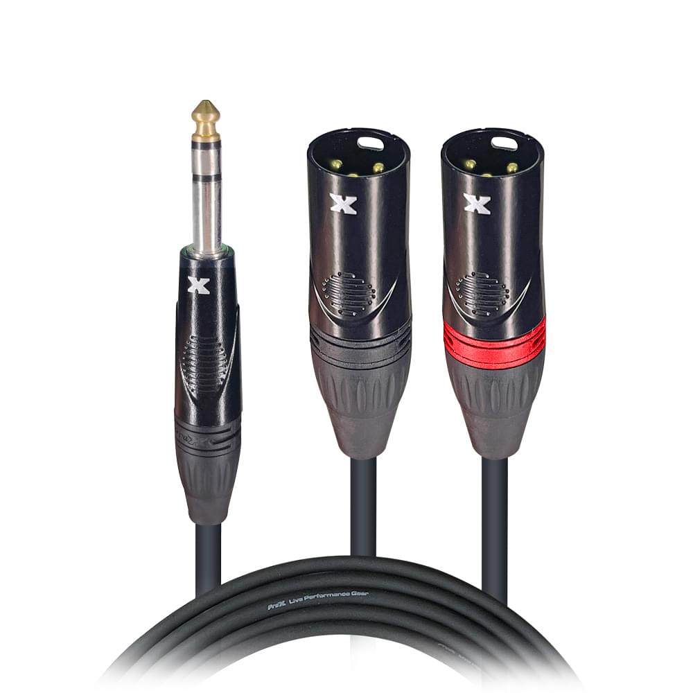 ProX 3 Ft. 1/4" TRS-M Stereo to Dual XLR3-M High Performance Y Cable.