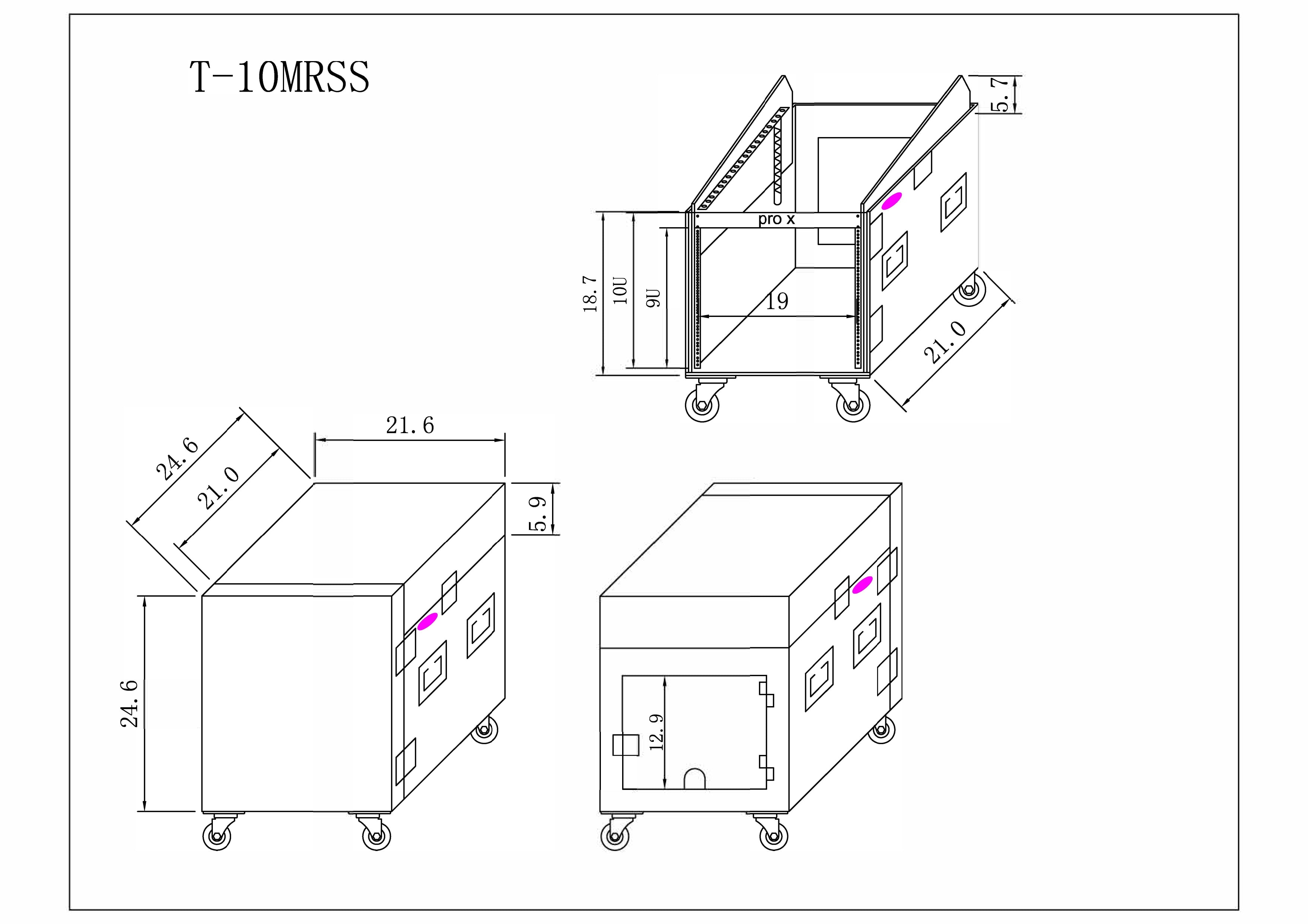 ProX 10U Vertical Rack Mount Flight Case with 10U Top for Mixer Combo Amp Rack with Caster Wheels