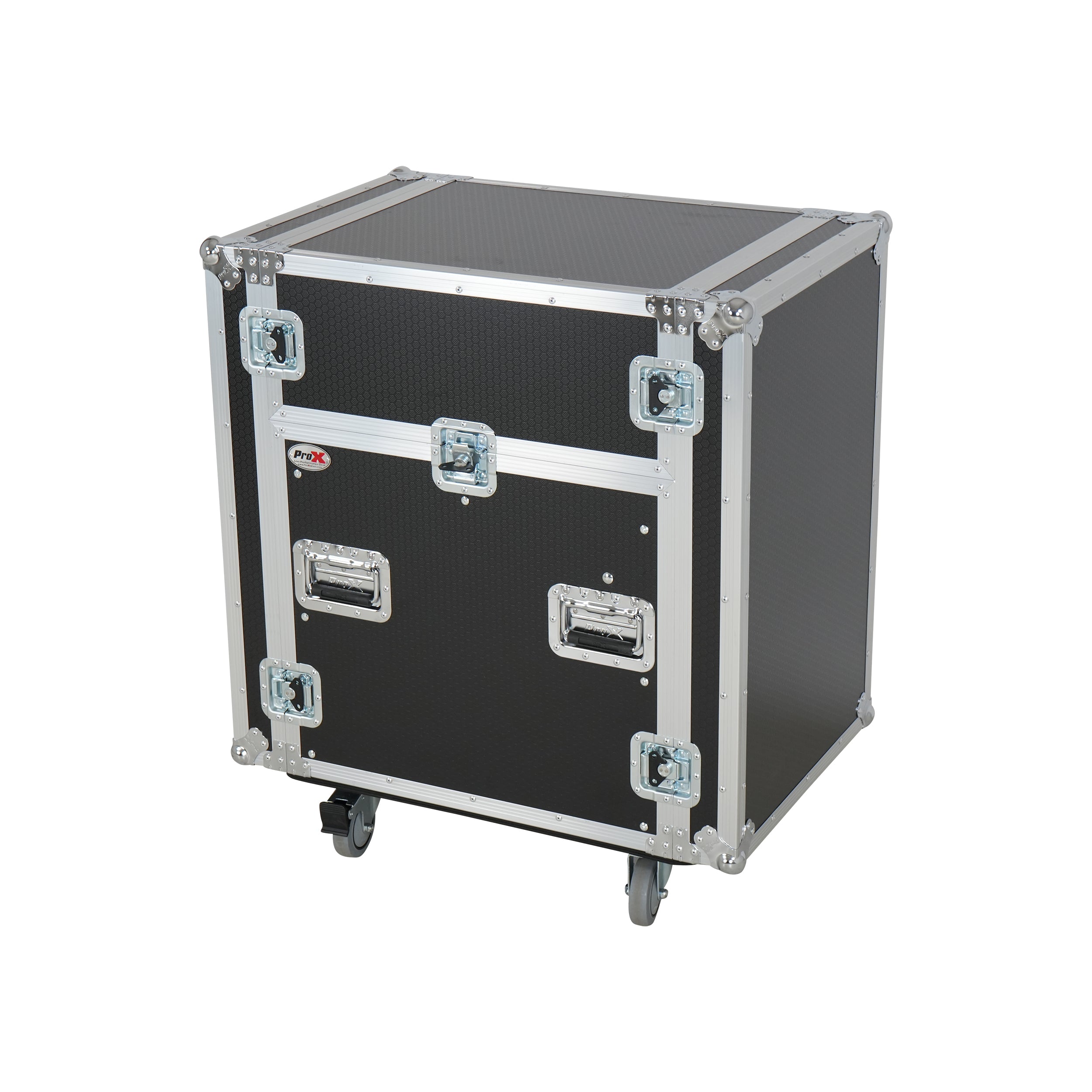 ProX 13U Top Mixer Audio Console DJ 12U Front Rack Combo Flight Case W Laptop Shelf and Casters