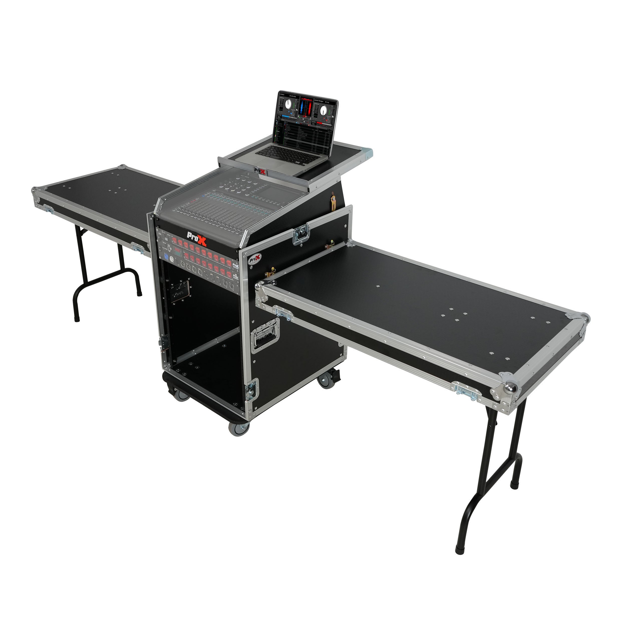 ProX Universal 19 Rack-mount Mixer with 13U Top and 16U Front with 2 Side Work Tables