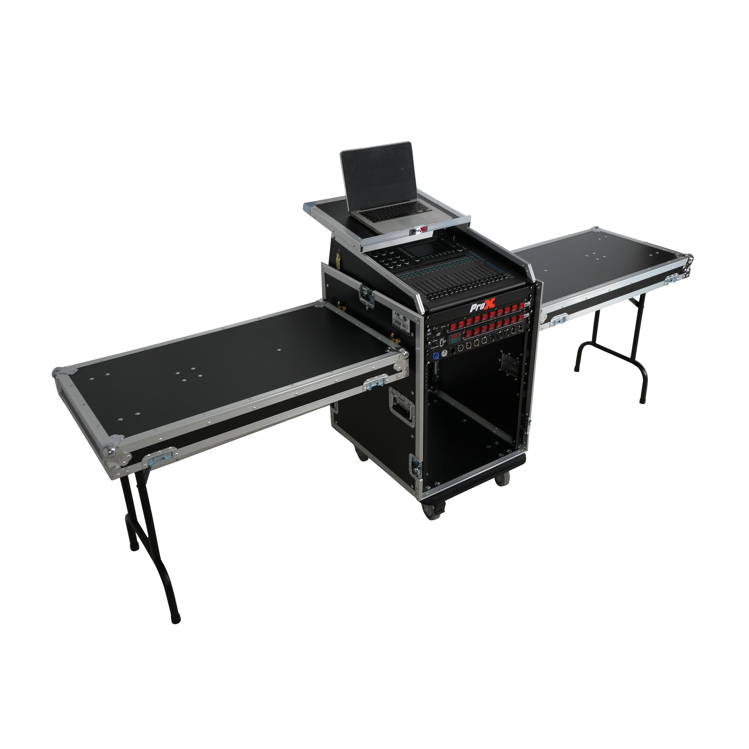 ProX Universal 19 Rack-mount Mixer with 13U Top and 16U Front with 2 Side Work Tables