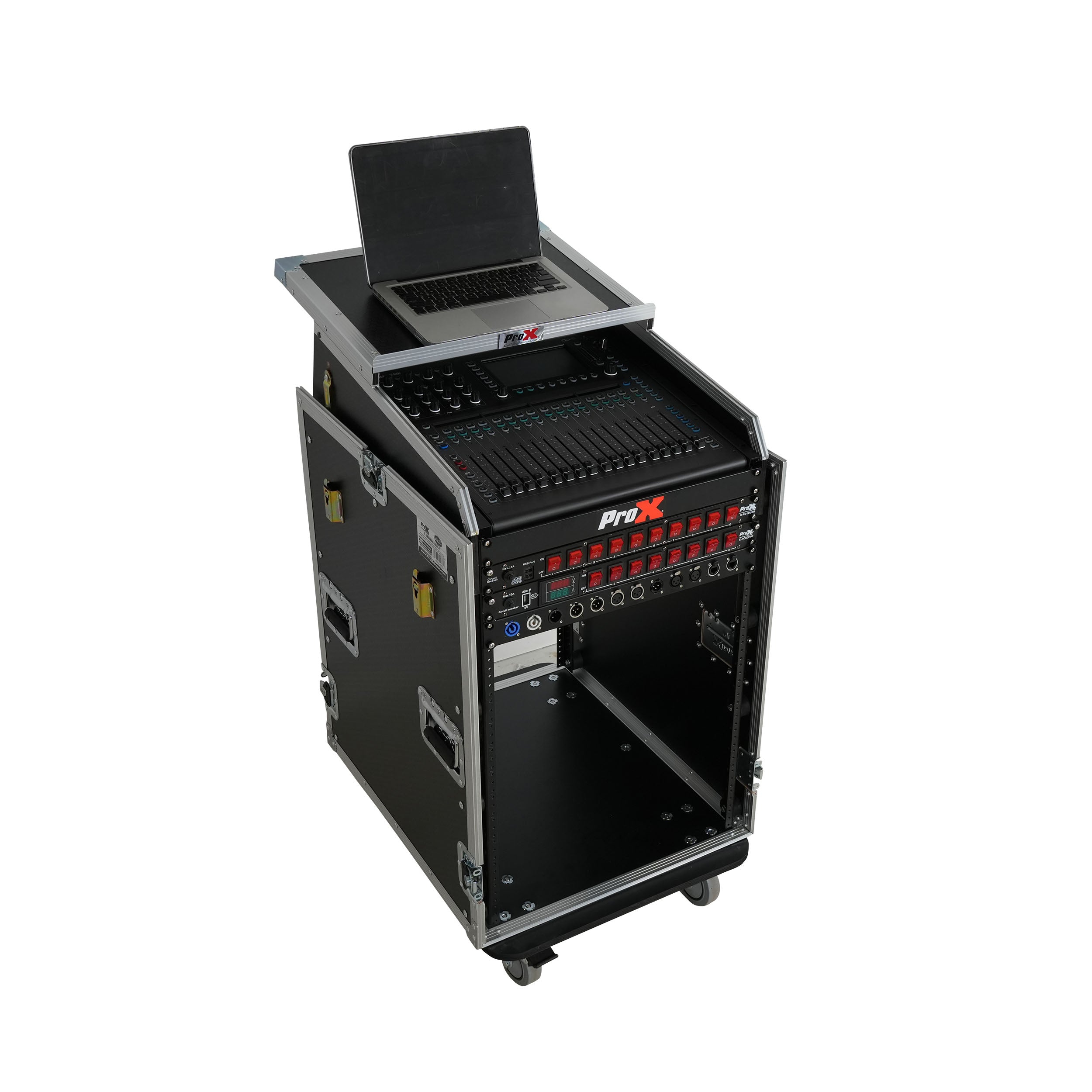 ProX Universal 19 Rack-mount Mixer with 13U Top and 16U Front with 2 Side Work Tables