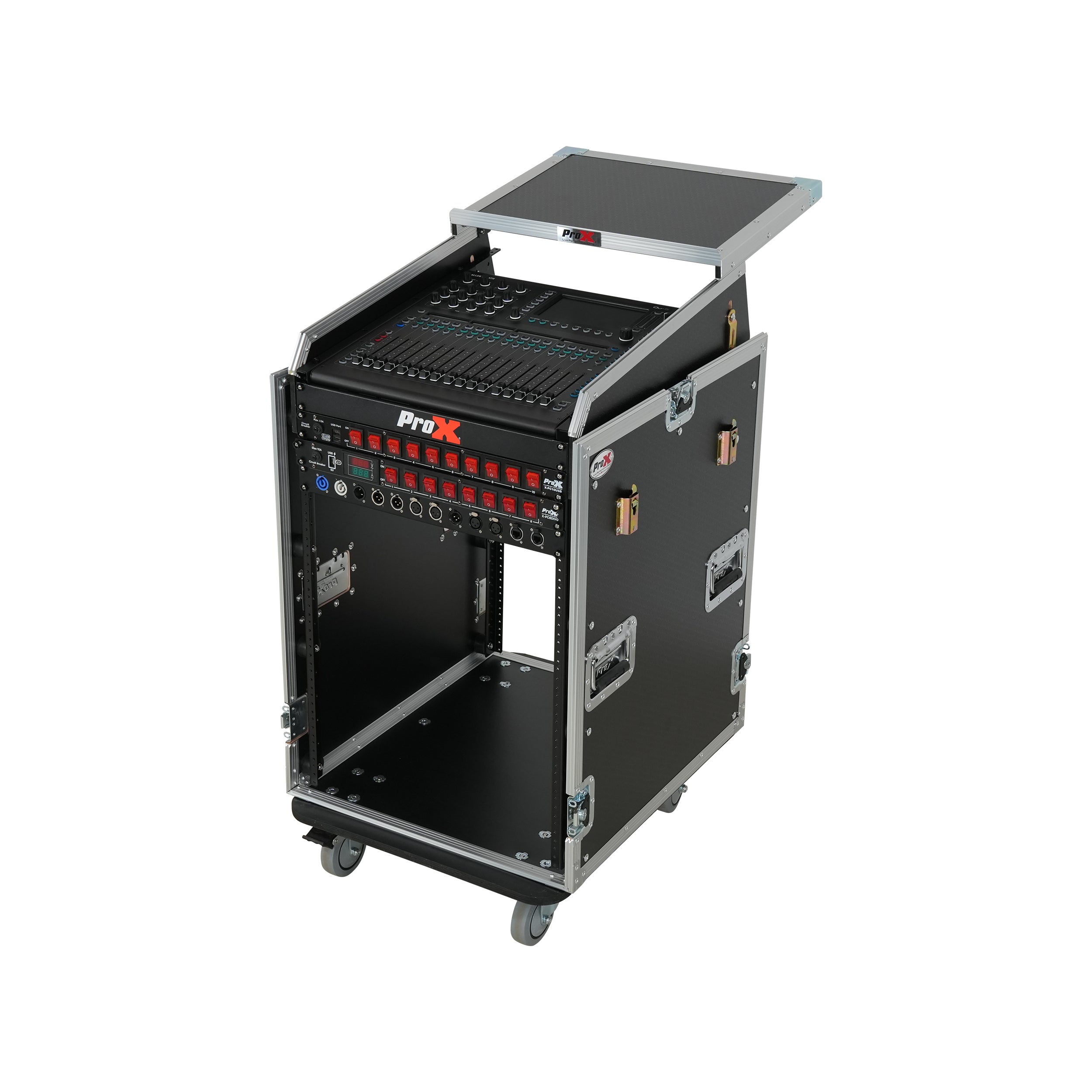 ProX Universal 19 Rack-mount Mixer with 13U Top and 16U Front with 2 Side Work Tables