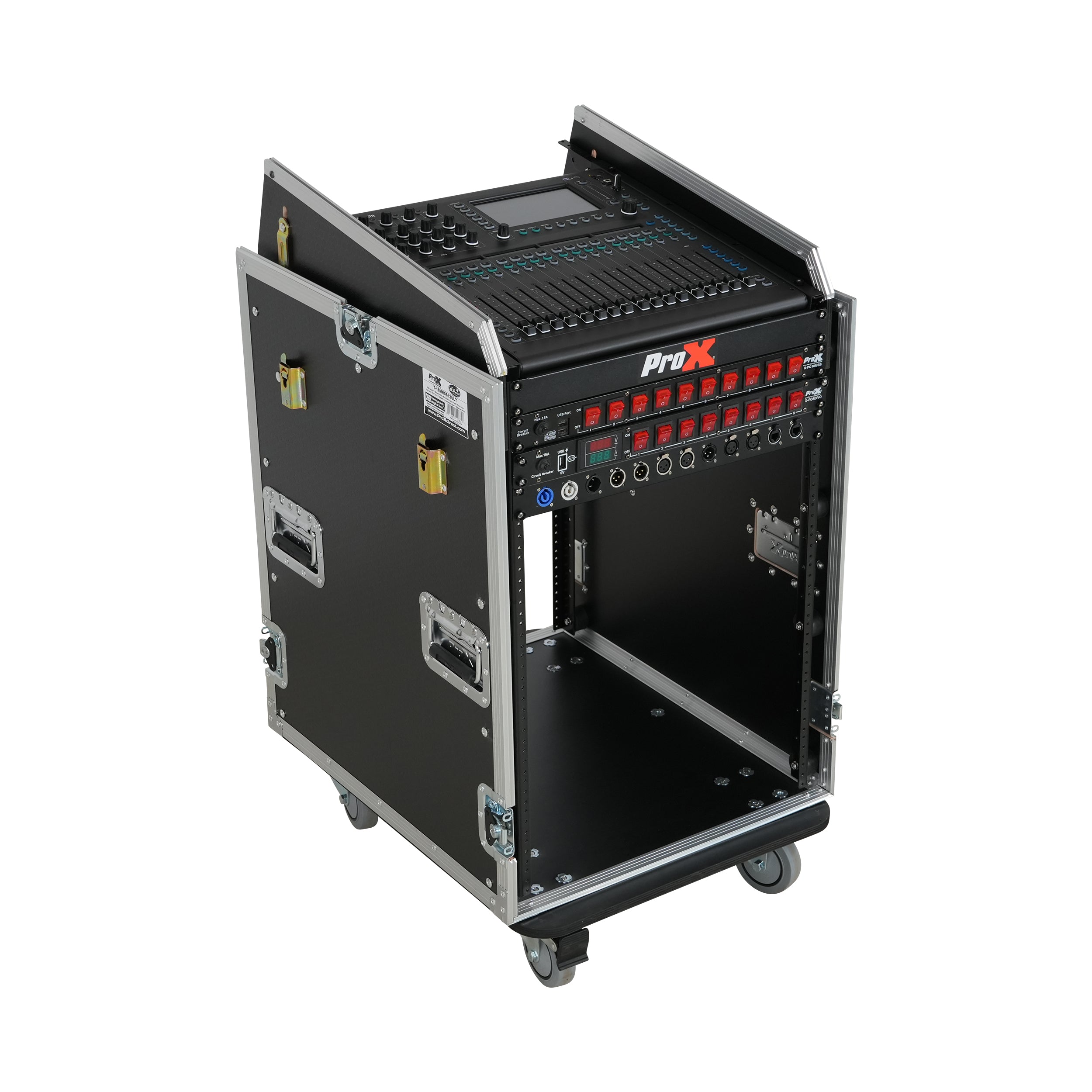 ProX Universal 19 Rack-mount Mixer with 13U Top and 16U Front with 2 Side Work Tables