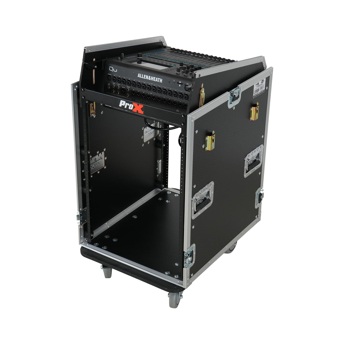 ProX Universal 19 Rack-mount Mixer with 13U Top and 16U Front with 2 Side Work Tables.