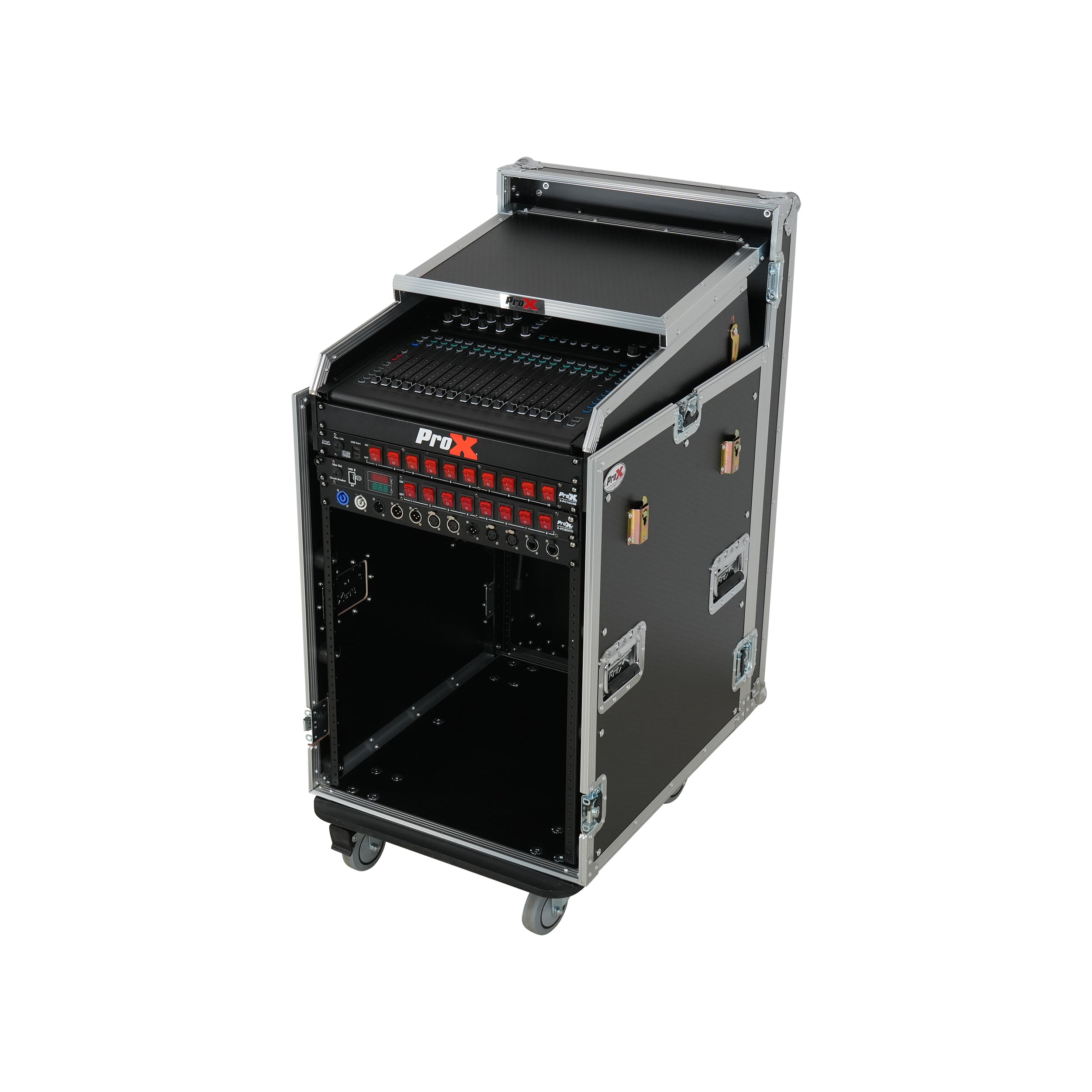 ProX Universal 19 Rack-mount Mixer with 13U Top and 16U Front with 2 Side Work Tables
