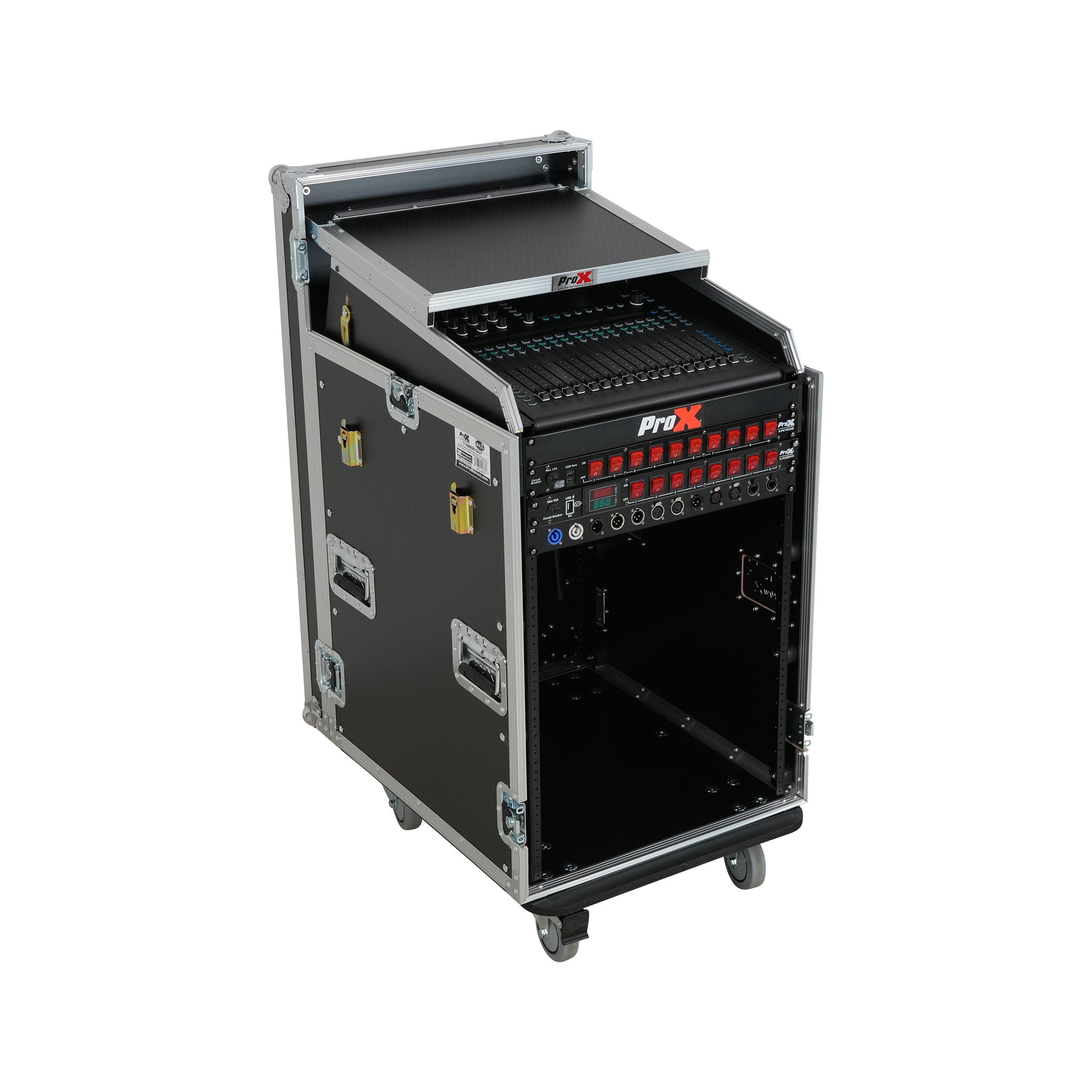 ProX Universal 19 Rack-mount Mixer with 13U Top and 16U Front with 2 Side Work Tables