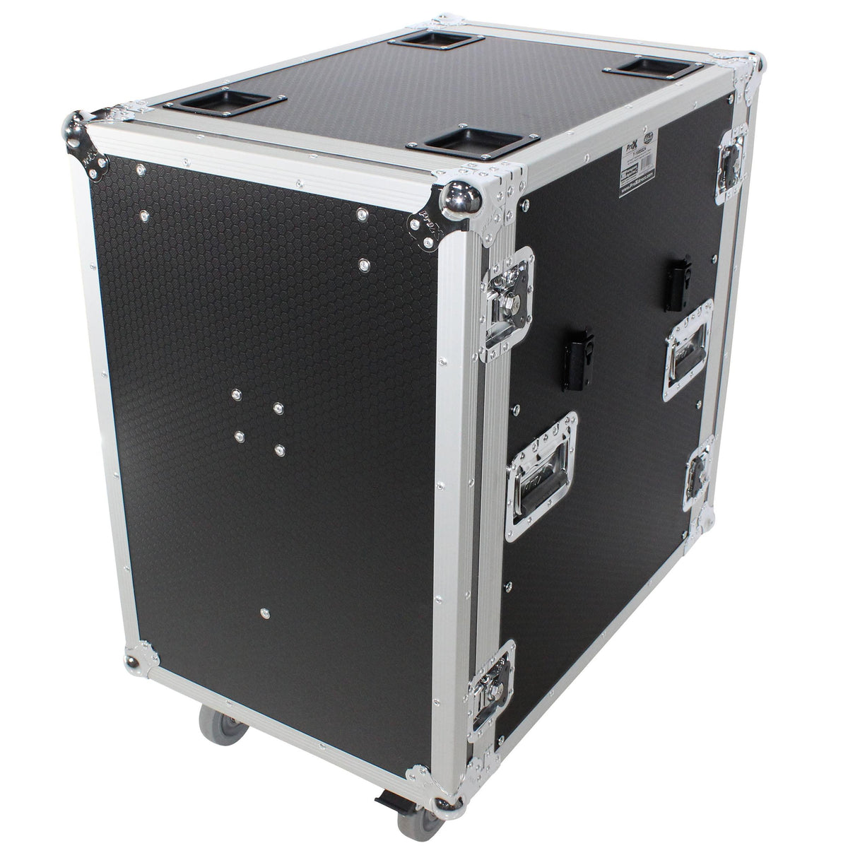 ProX 16U Space Amp Rack Mount ATA Flight Case | 24" Depth | Incl. 2x Side Tables and Casters.